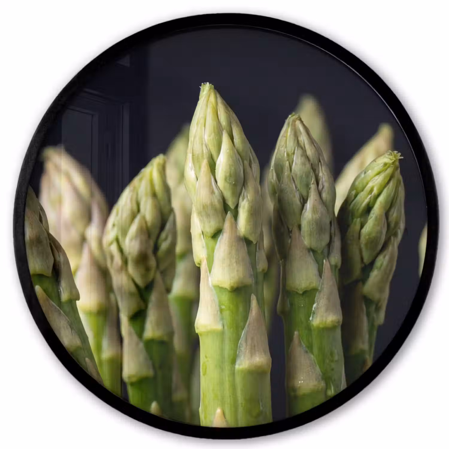 Asperges - Groen - Zwart Fotolijst rond zonder passe partout klein -3d
