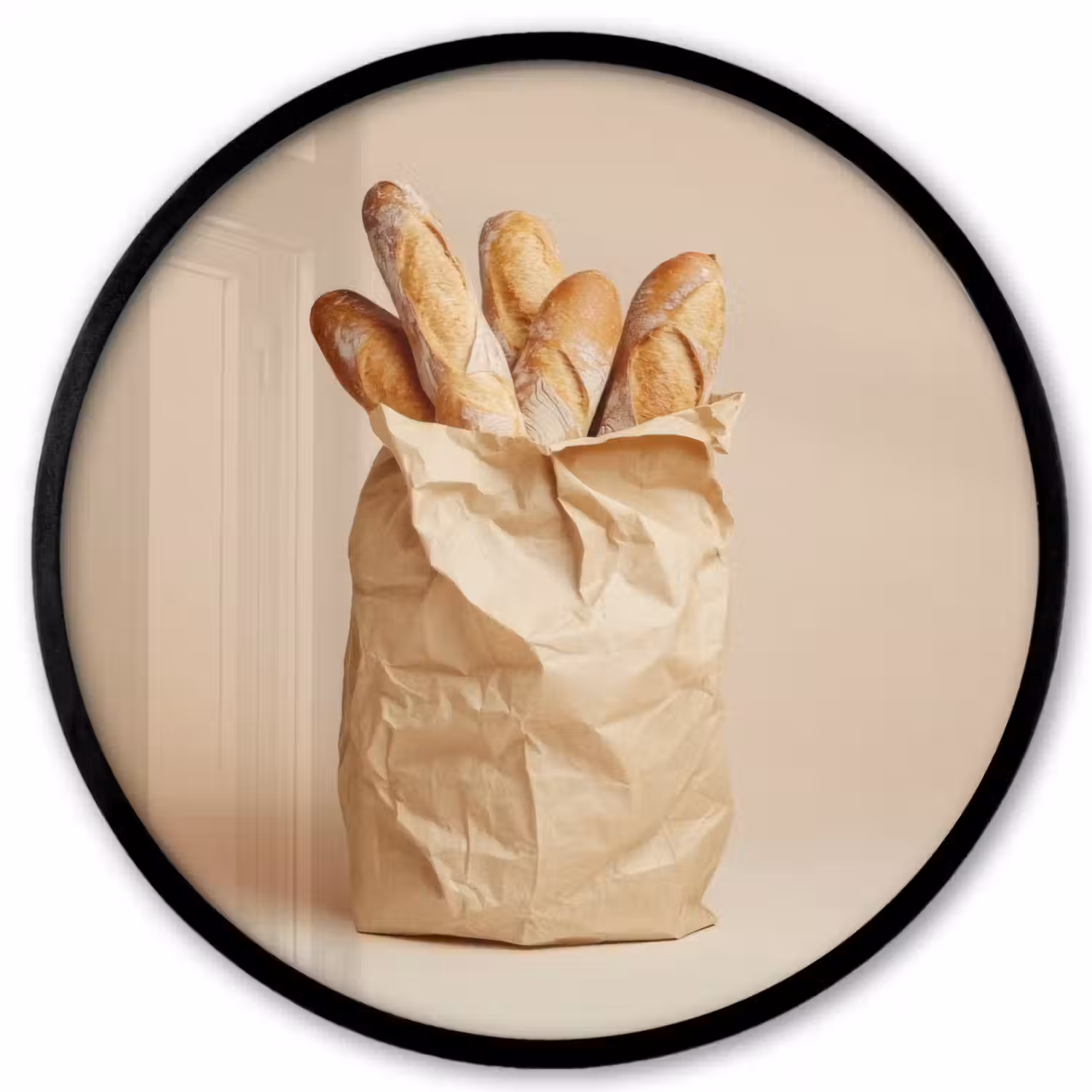 Baguette - Brood - Stokbrood - Beige Fotolijst rond zonder passe partout klein -3d