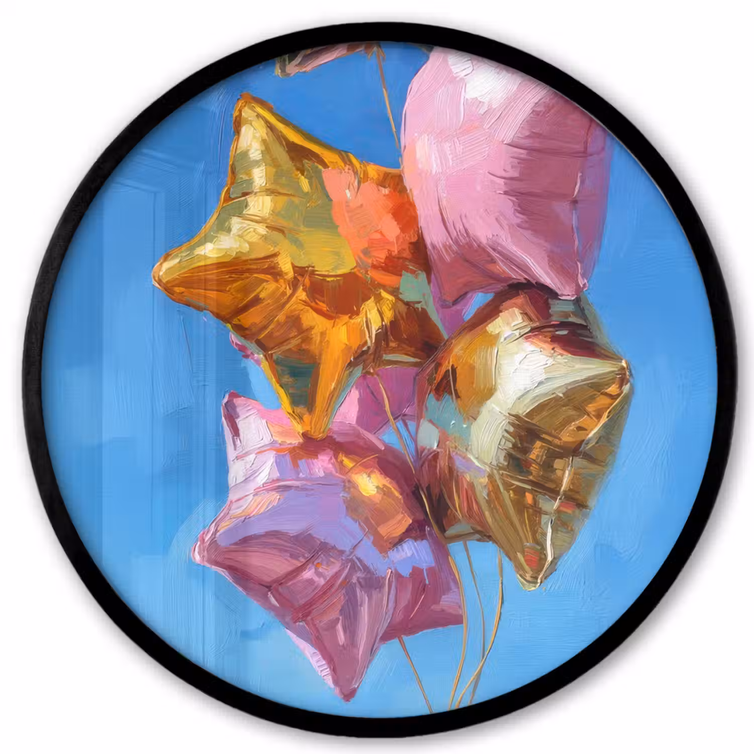 Ballonnen - Goud - Stervorm - Roze Fotolijst rond zonder passe partout klein -3d