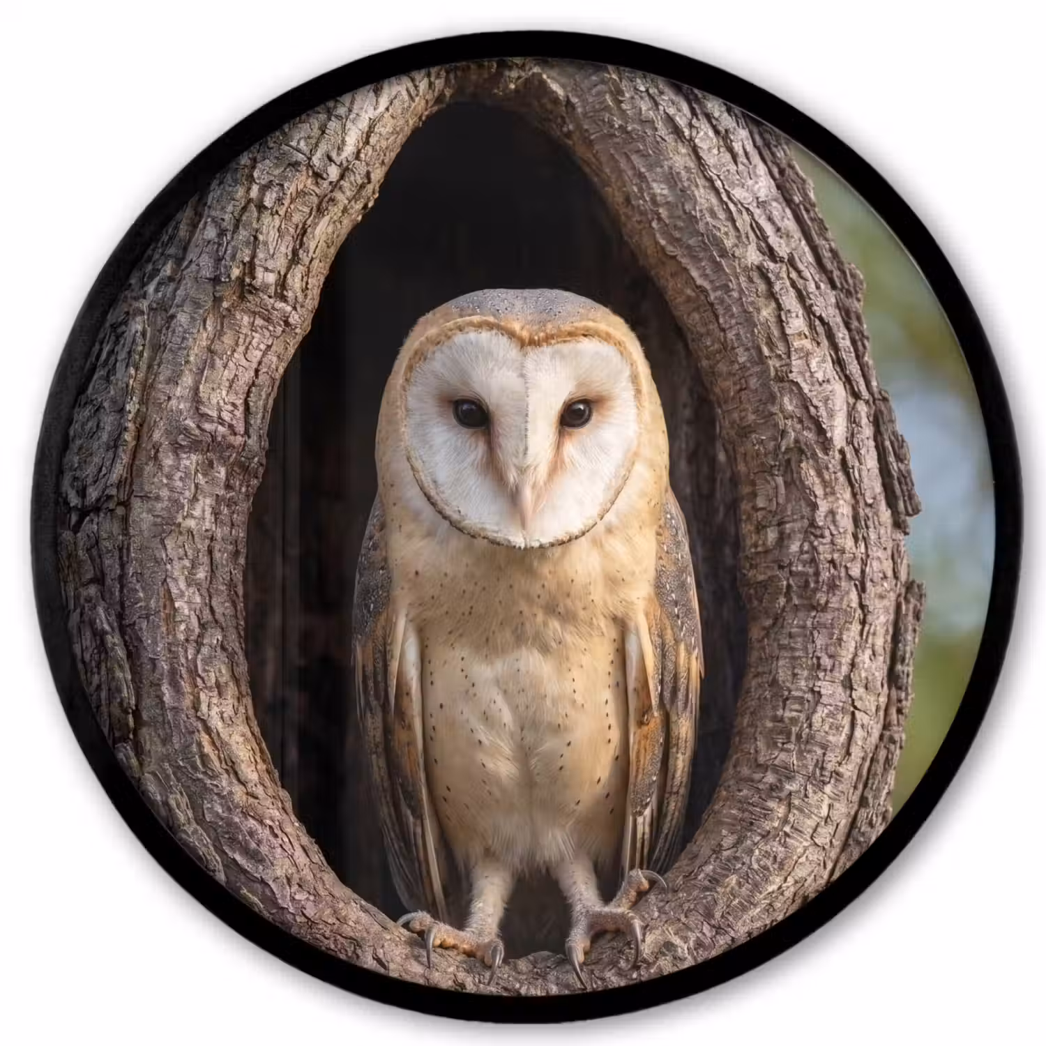 Kerkuil - Boom - Natuur - Bruin Fotolijst rond zonder passe partout klein -3d