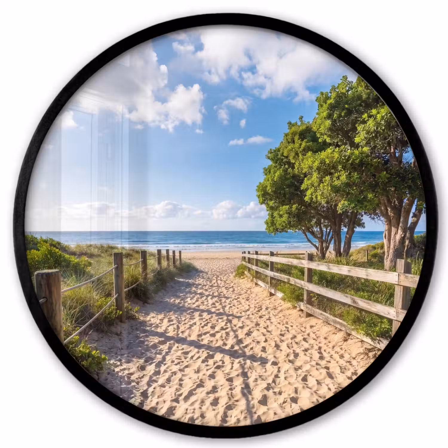 Strand - Zandpad - Oceaan - Natuur Fotolijst rond zonder passe partout klein -3d