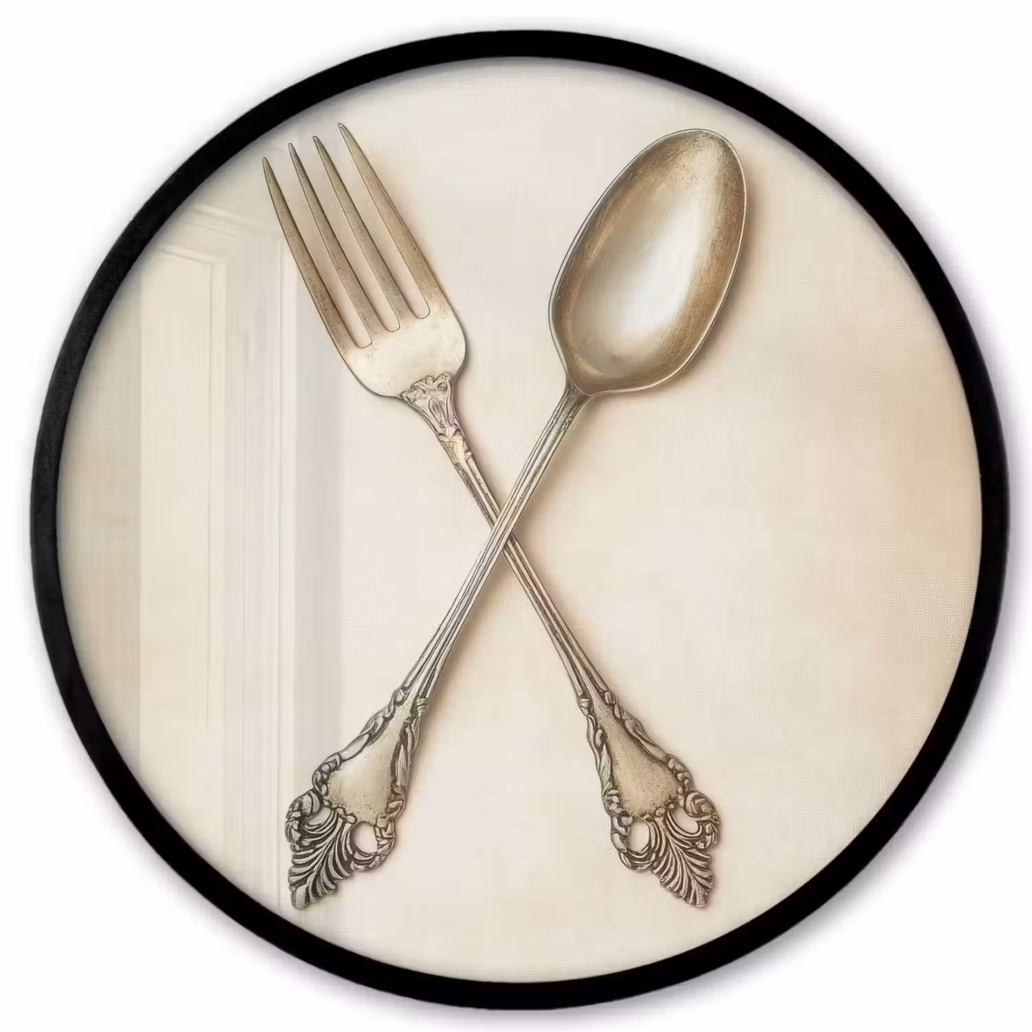Beige - Vintage - Bestek Fotolijst rond zonder passe partout klein -3d