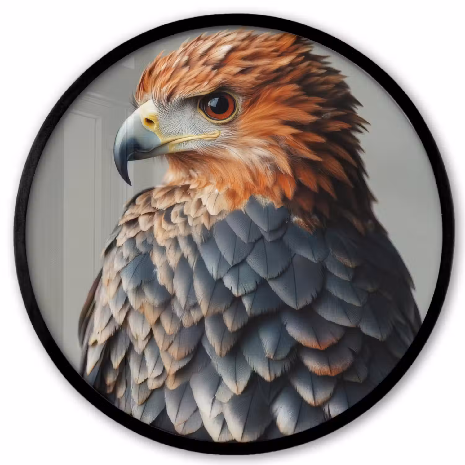 Vogel - Realistisch - Veren - Bruin Fotolijst rond zonder passe partout klein -3d