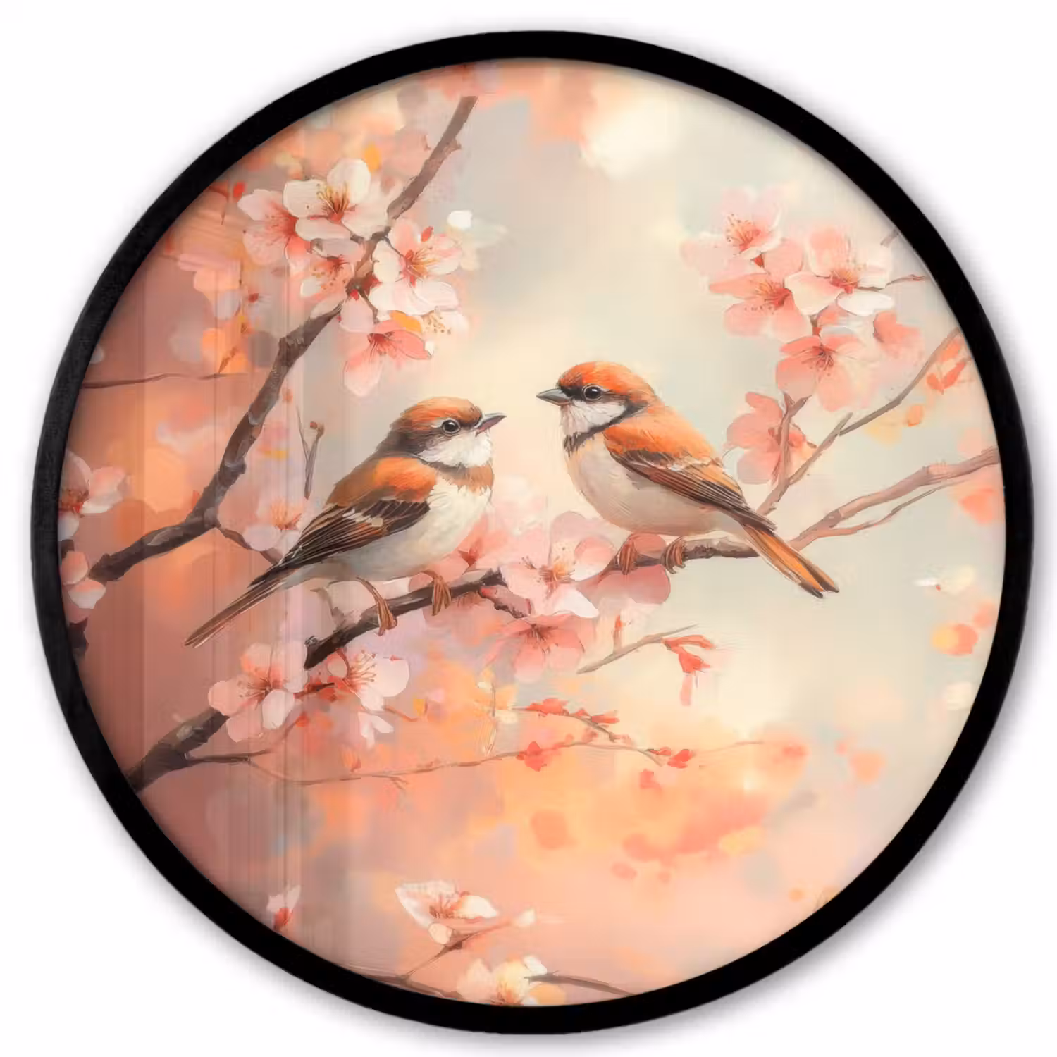 Vogels - Romantic - Bloesemtak Fotolijst rond zonder passe partout klein -3d
