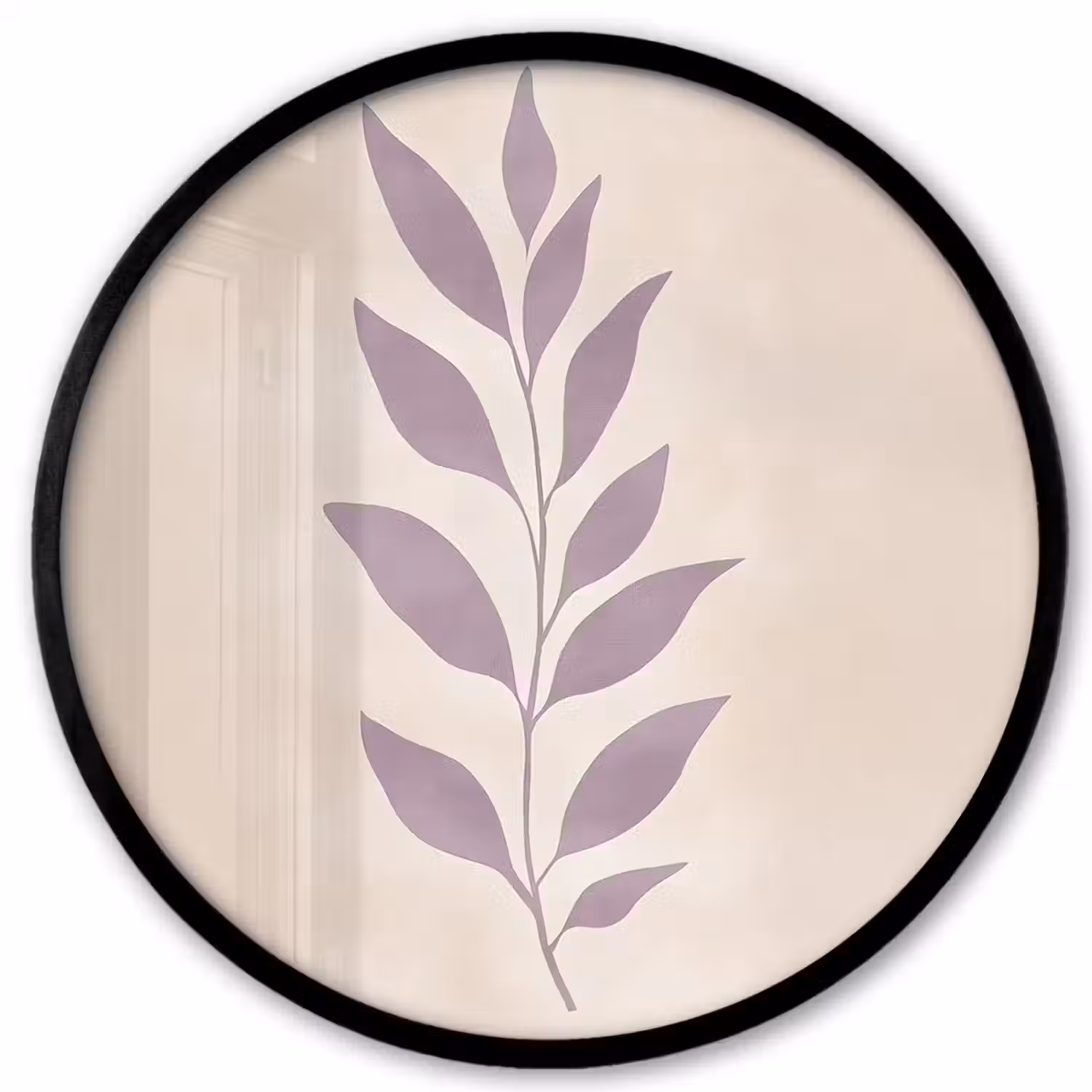 Tak - Bladeren - Minimalistisch - Beige Fotolijst rond zonder passe partout klein -3d