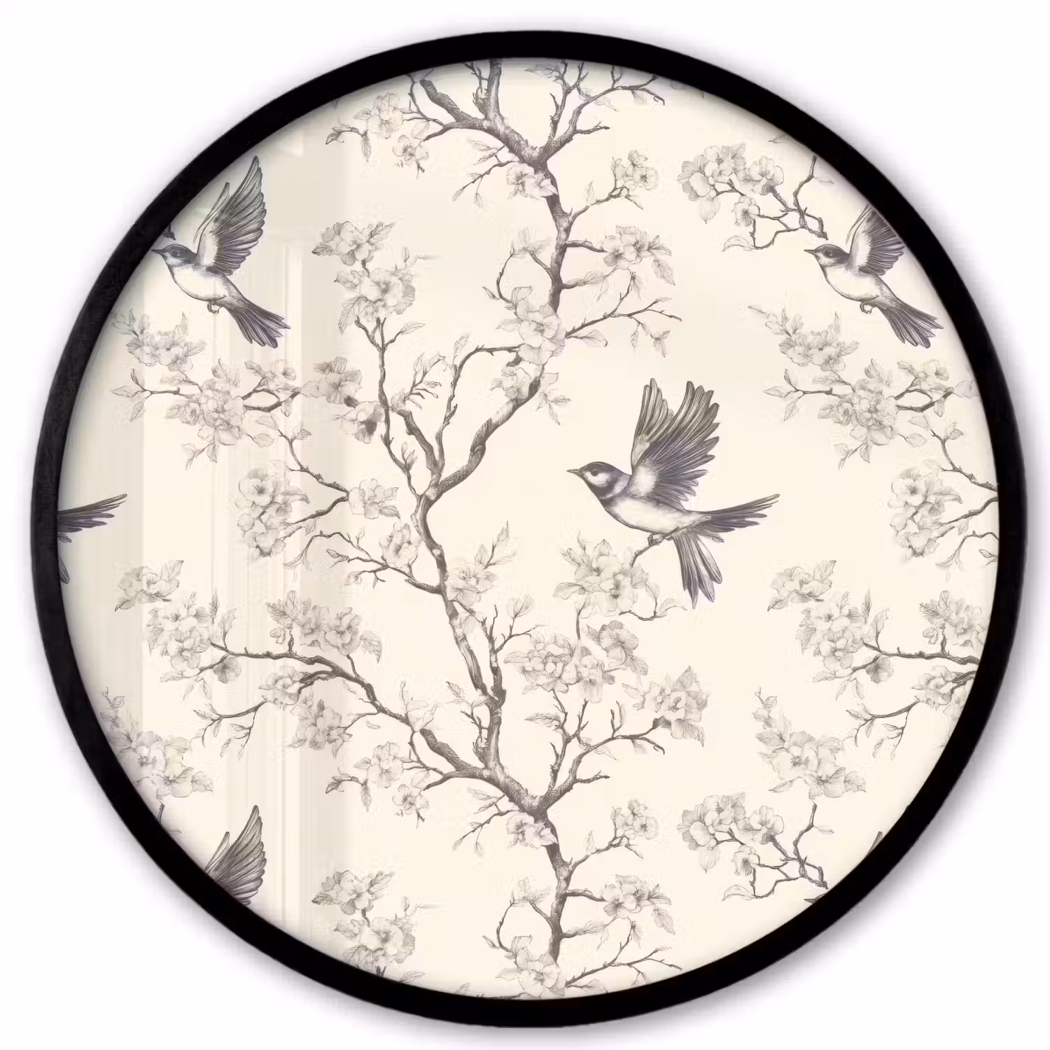 Takken - Vogels - Beige Fotolijst rond zonder passe partout klein 856 -3d
