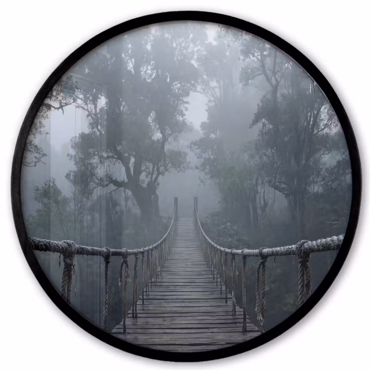 Brug - Jungle - Mist - Natuur Fotolijst rond zonder passe partout klein -3d
