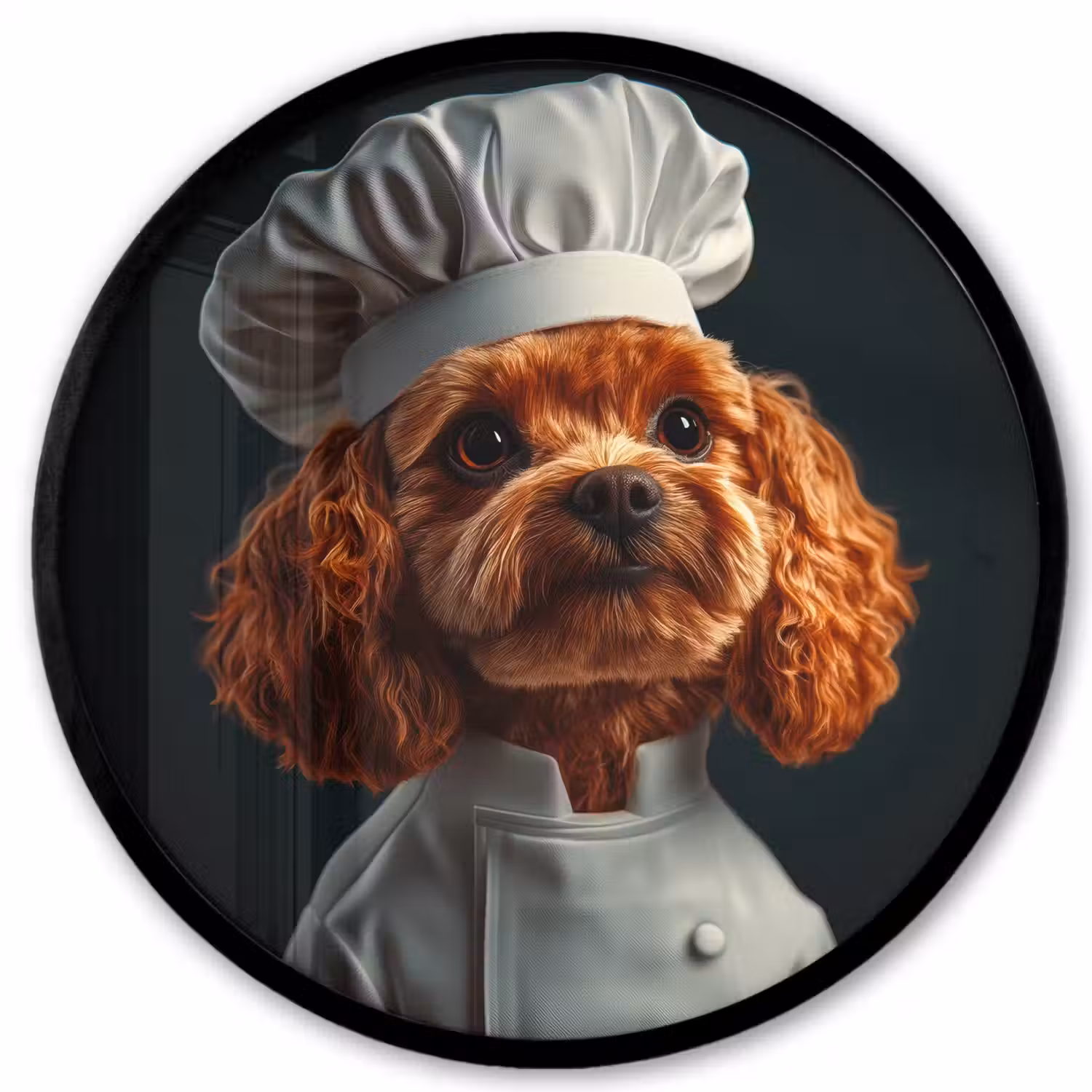Bruin - Kok - Hondje Fotolijst rond zonder passe partout klein -3d