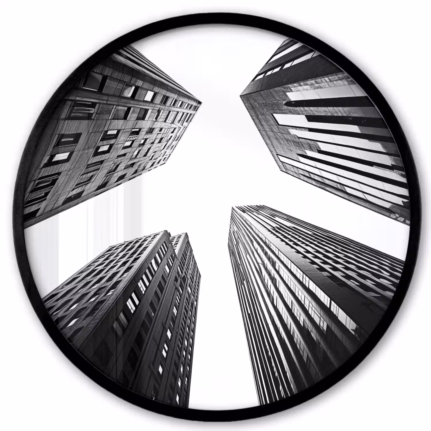 Gebouwen - Lucht - Zwart Fotolijst rond zonder passe partout klein -3d
