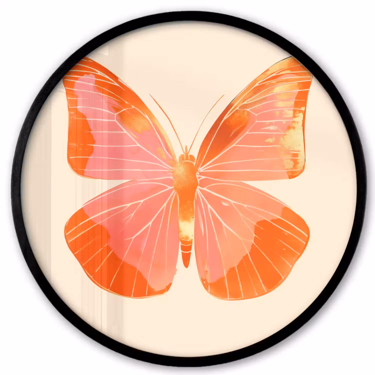Vlinder - Minimalistisch - Roze Fotolijst rond zonder passe partout klein -3d