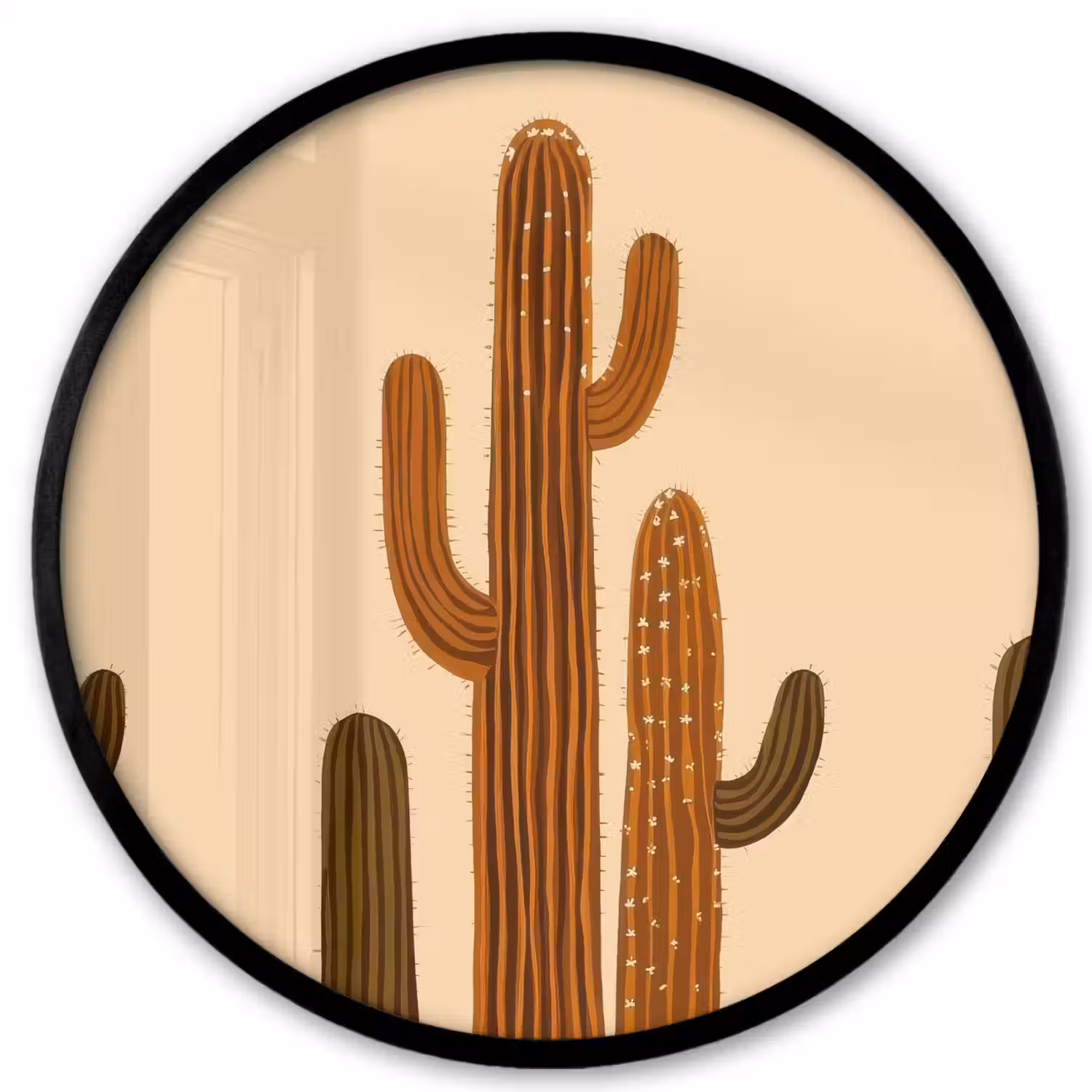Cactus - Woestijn - Zand - Bruin Fotolijst rond zonder passe partout klein -3d