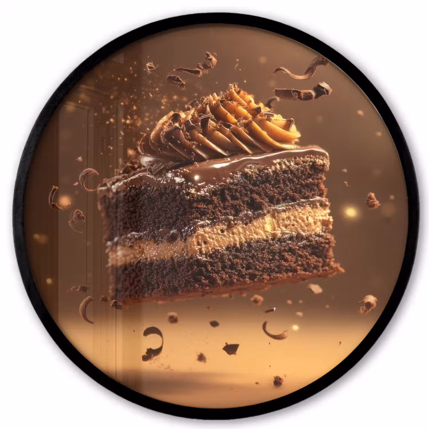 Taart - Chocolade - Eten - Brownie Fotolijst rond zonder passe partout klein -3d