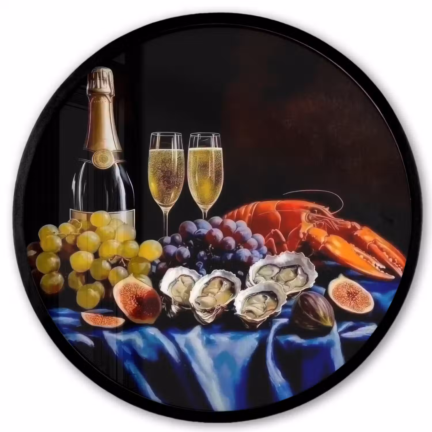 Champagne - Luxe - Oesters Fotolijst rond zonder passe partout klein -3d