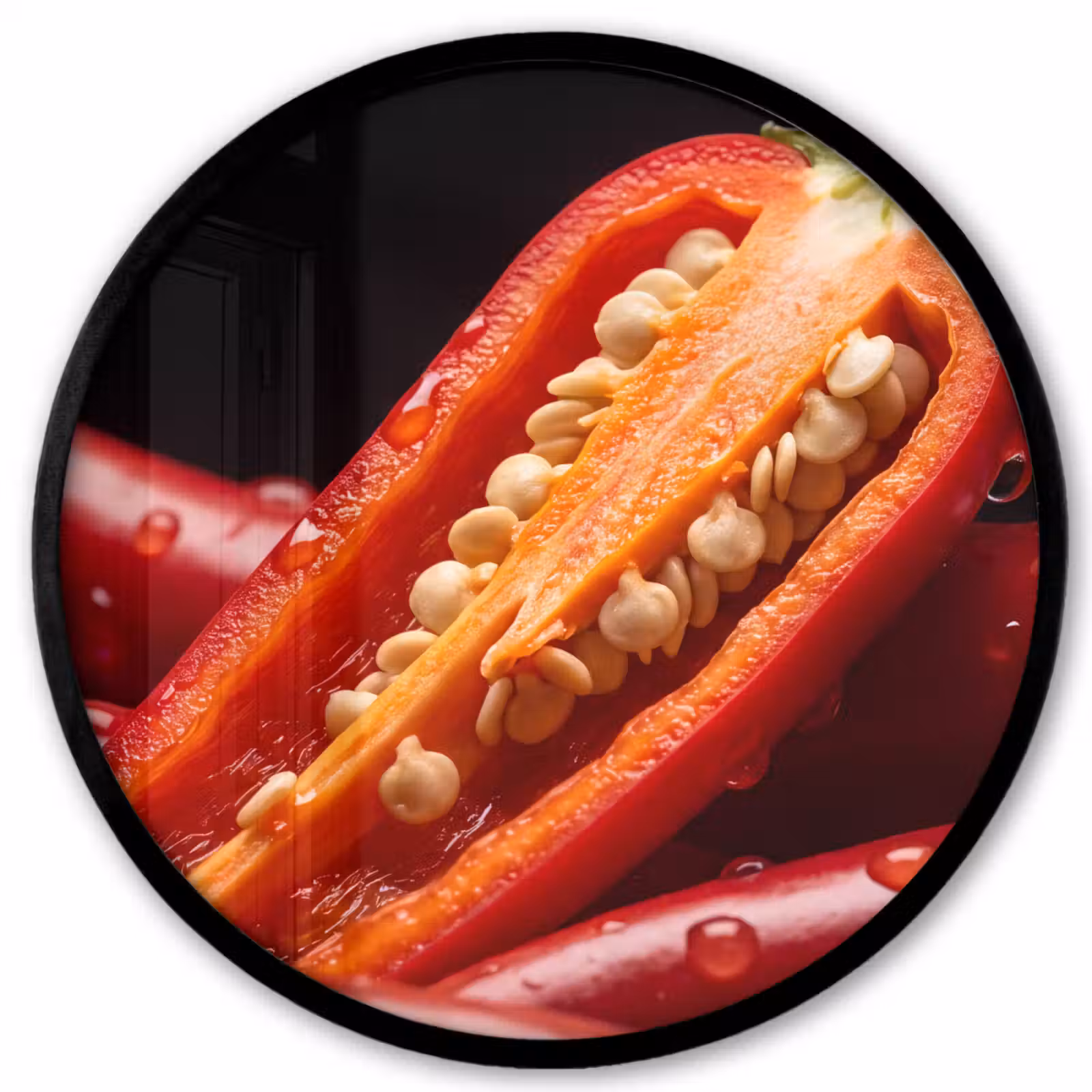 Photo Frame Round - Chili Pepper - Red - Food - Chilipeper - Rood - Eten Fotolijst rond zonder passe partout klein