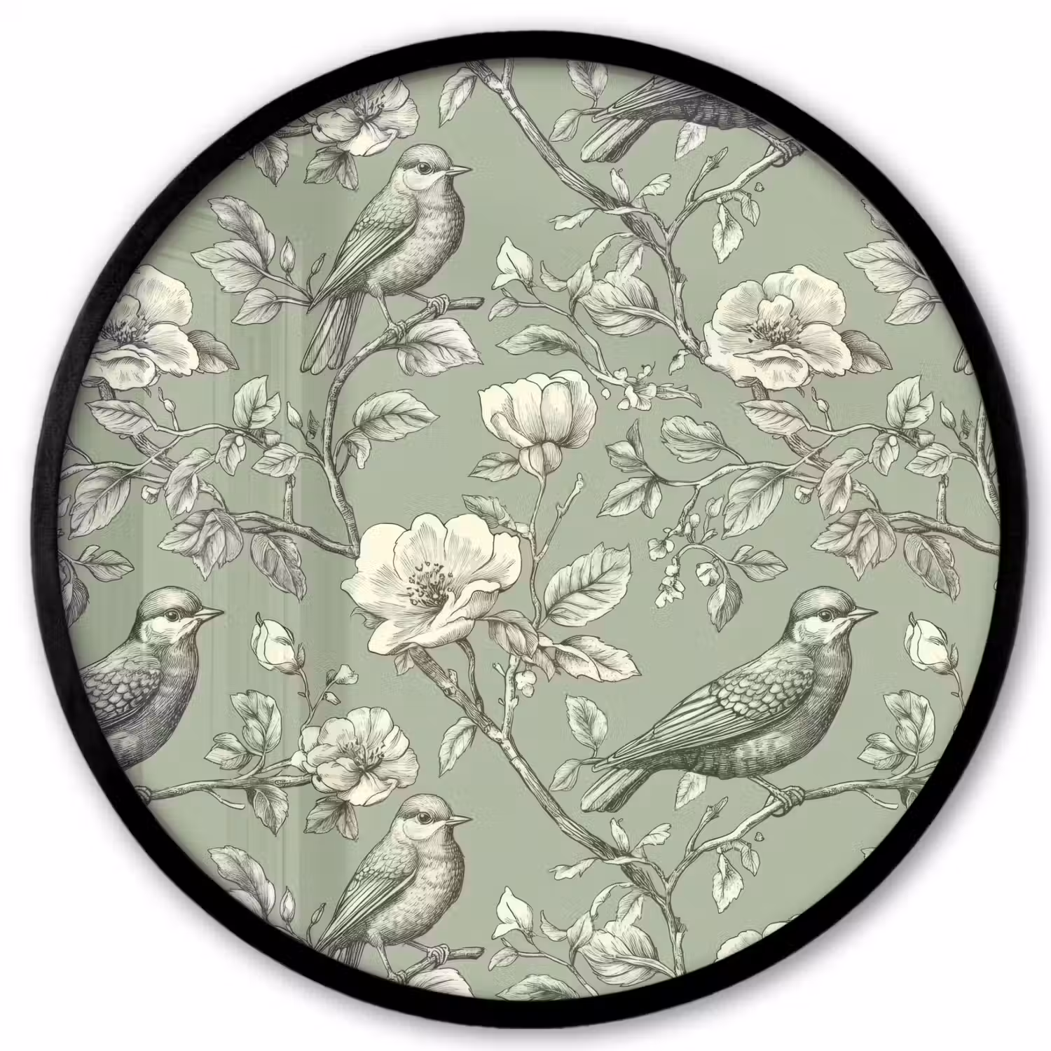 Klassiek - Botanisch - Groen Fotolijst rond zonder passe partout klein 856 -3d