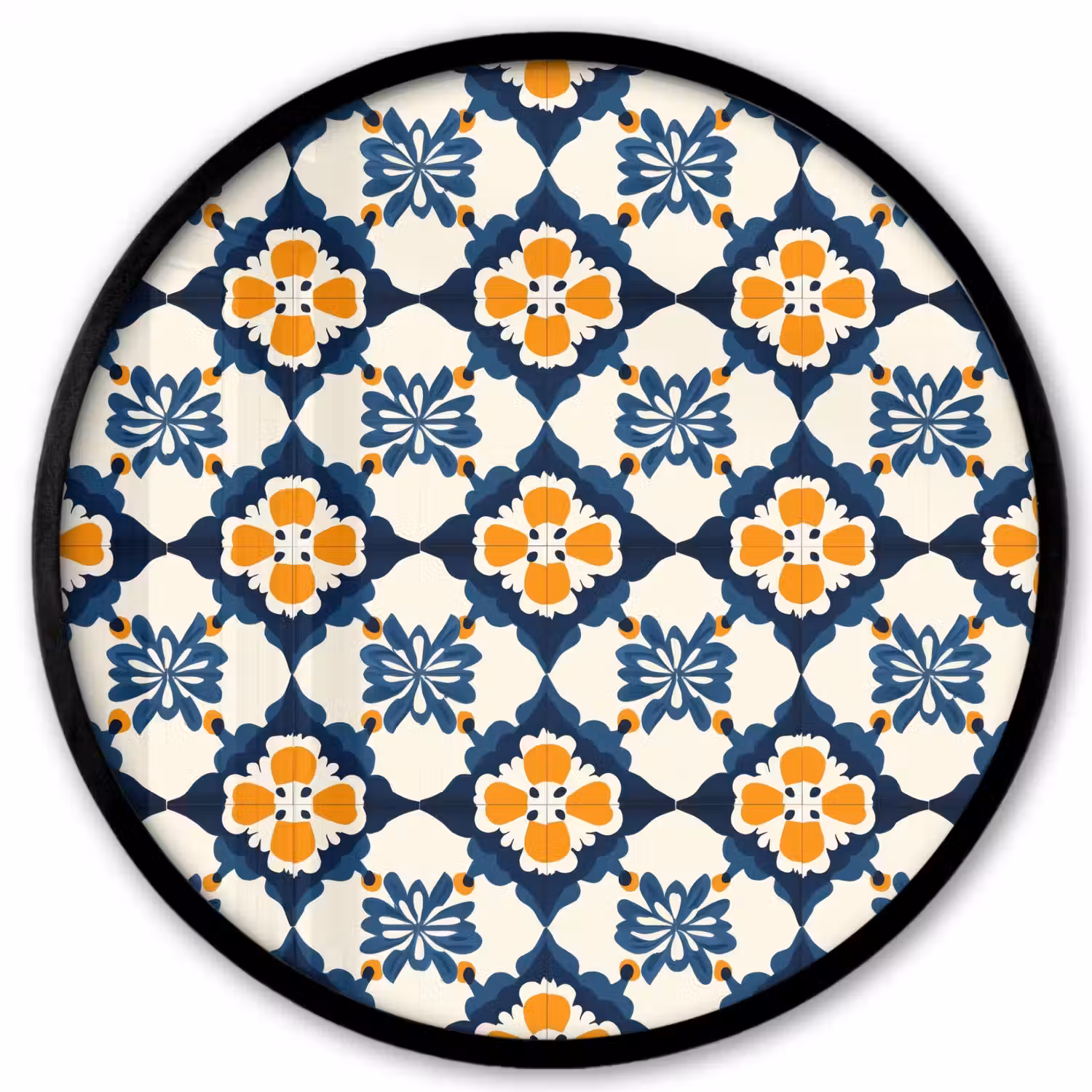 Klassiek - Geometrisch - Blauw Fotolijst rond zonder passe partout klein 856 -3d