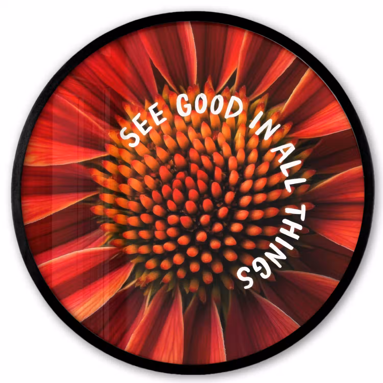 Close up - Bloem - Quote - Rood Fotolijst rond zonder passe partout klein -3d
