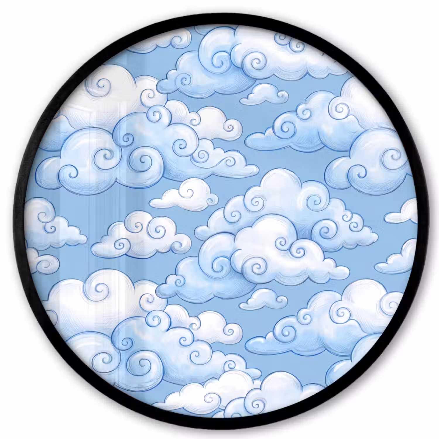 Wolken - Patroon - Hemel - Illustratie - Wit Fotolijst rond zonder passe partout klein -3d