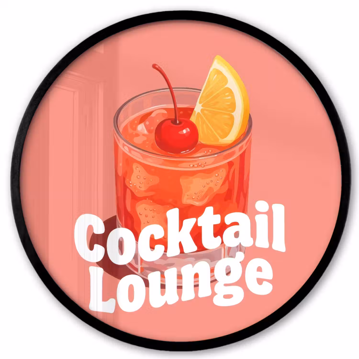 Cocktail Lounge - Glas - Koraal Fotolijst rond zonder passe partout klein -3d