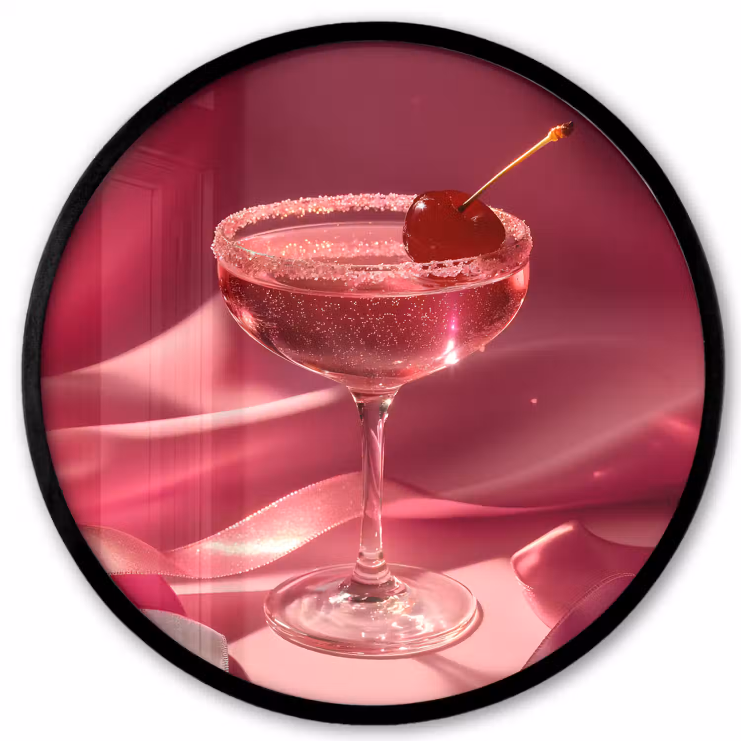 Cocktail - Pink - Luxe Fotolijst rond zonder passe partout klein -3d