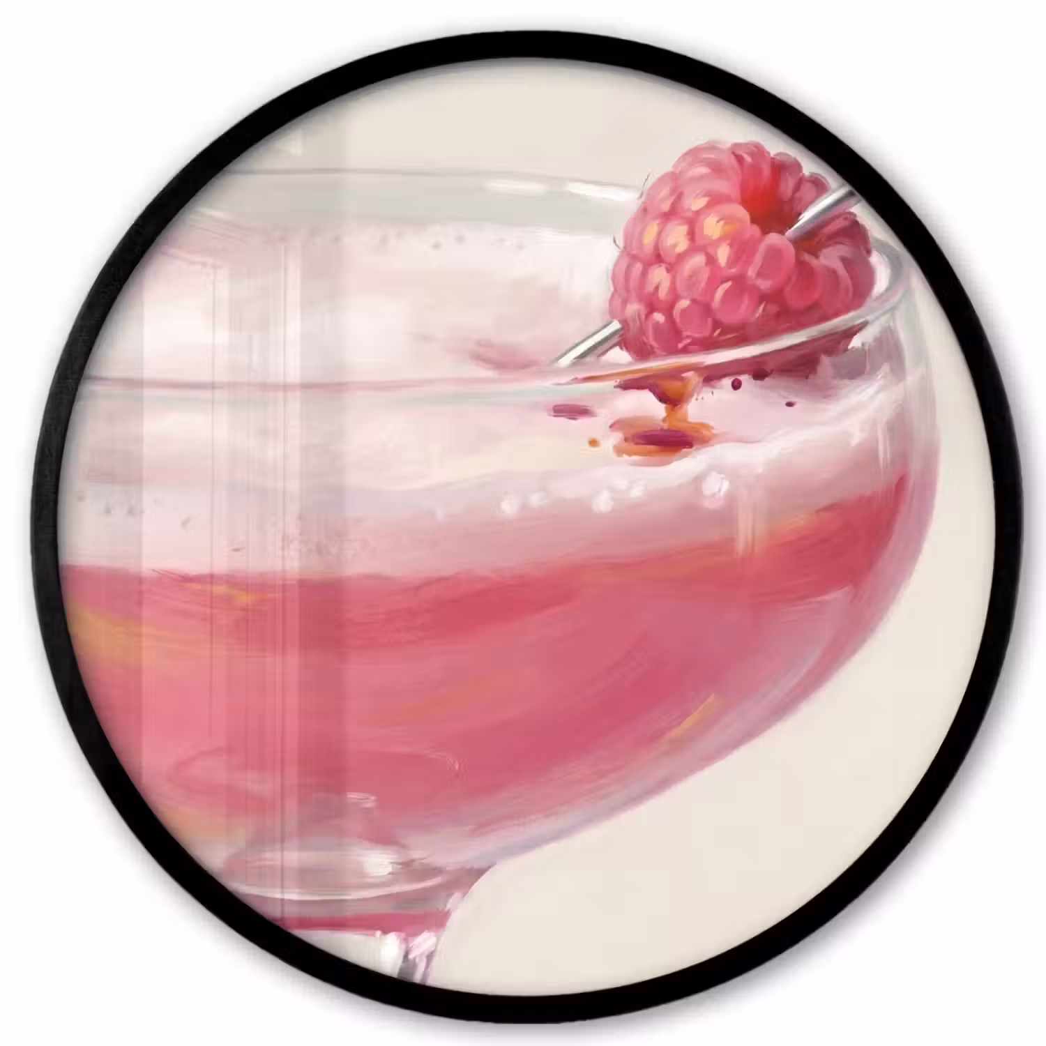 Cocktail - Framboos - Drank - Modern - Roze Fotolijst rond zonder passe partout klein -3d