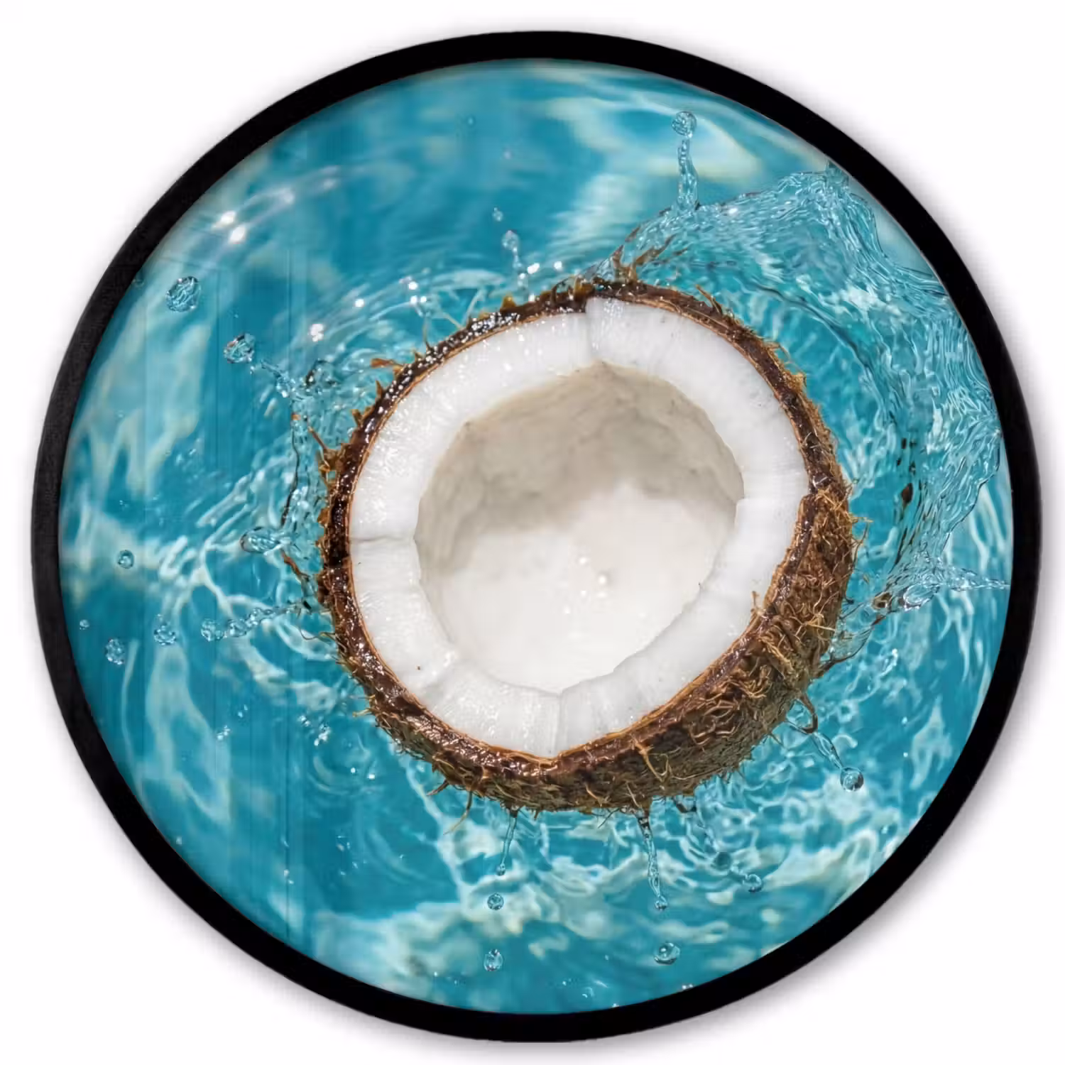 Kokosnoot - Water - Wit Fotolijst rond zonder passe partout klein -3d
