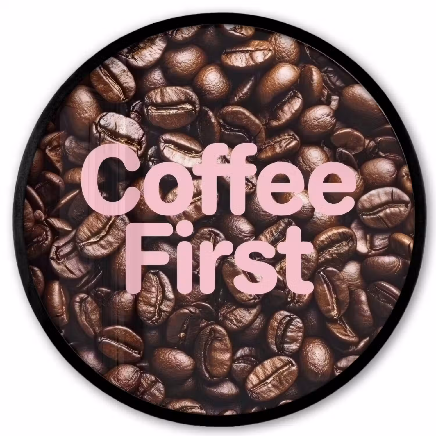 Coffee First - Koffiebonen - Roze Fotolijst rond zonder passe partout klein -3d