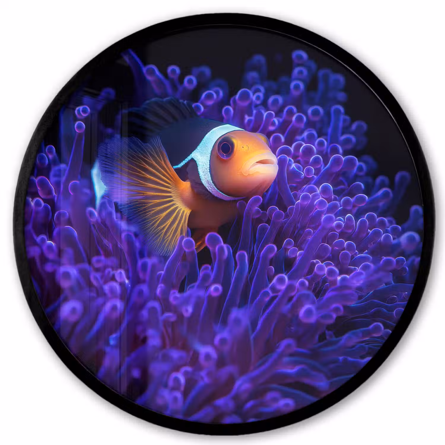 Koraal - Vis - Oranje - Zee Fotolijst rond zonder passe partout klein -3d