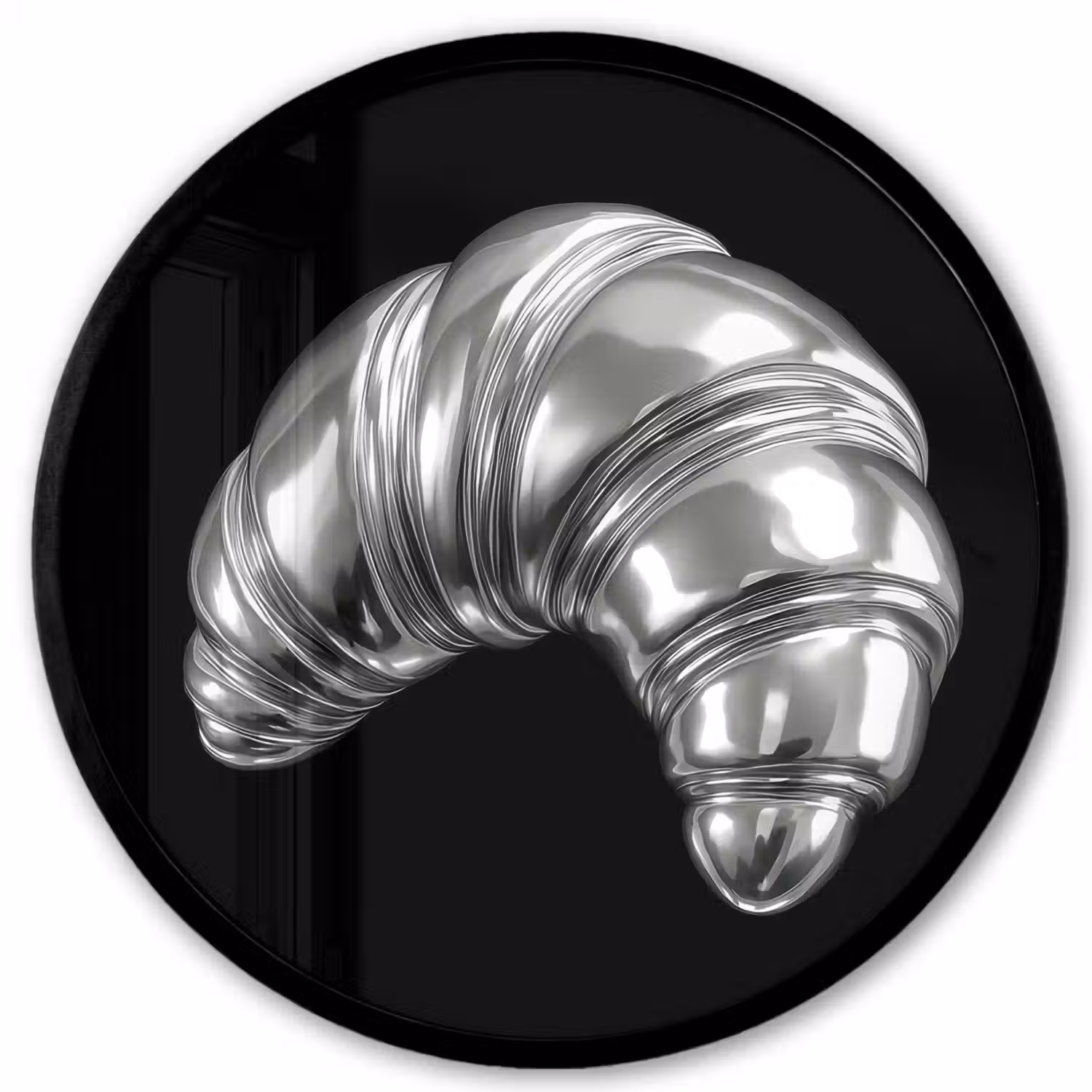 Croissant - Metaal - Zilver Fotolijst rond zonder passe partout klein -3d