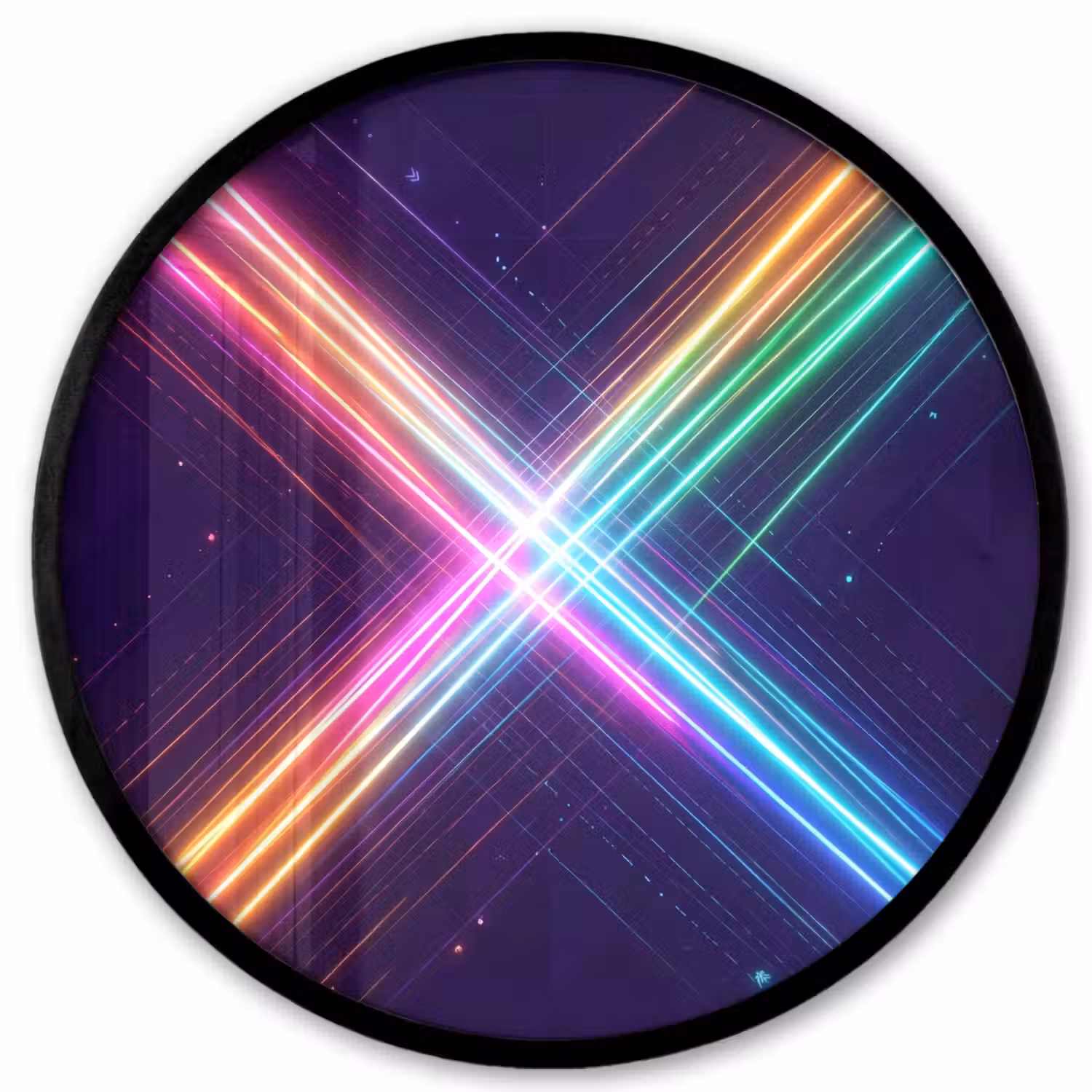 Kruisen - Lasterstralen - Neon Fotolijst rond zonder passe partout klein -3d
