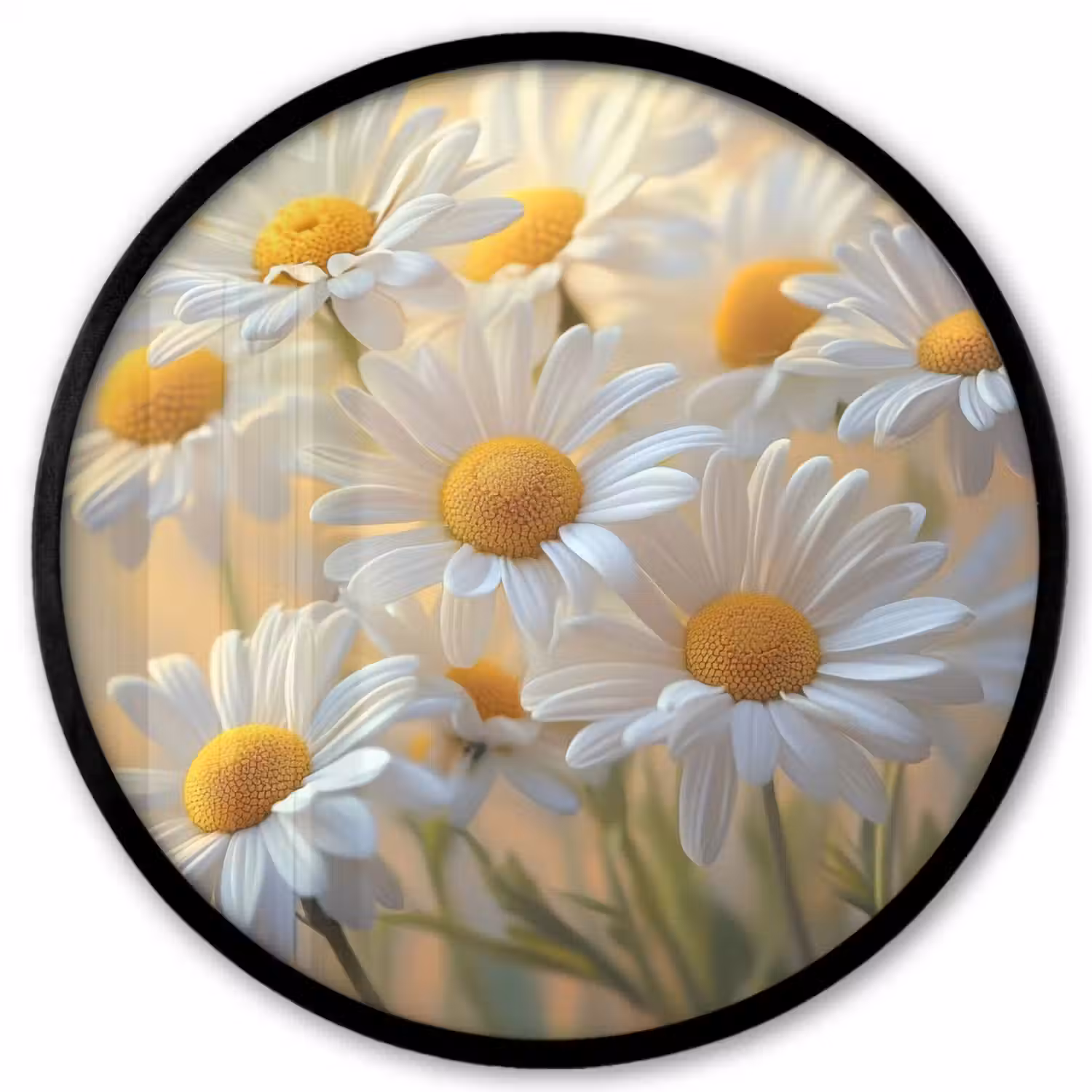 Madeliefjes - Wit - Zonlicht Fotolijst rond zonder passe partout klein -3d