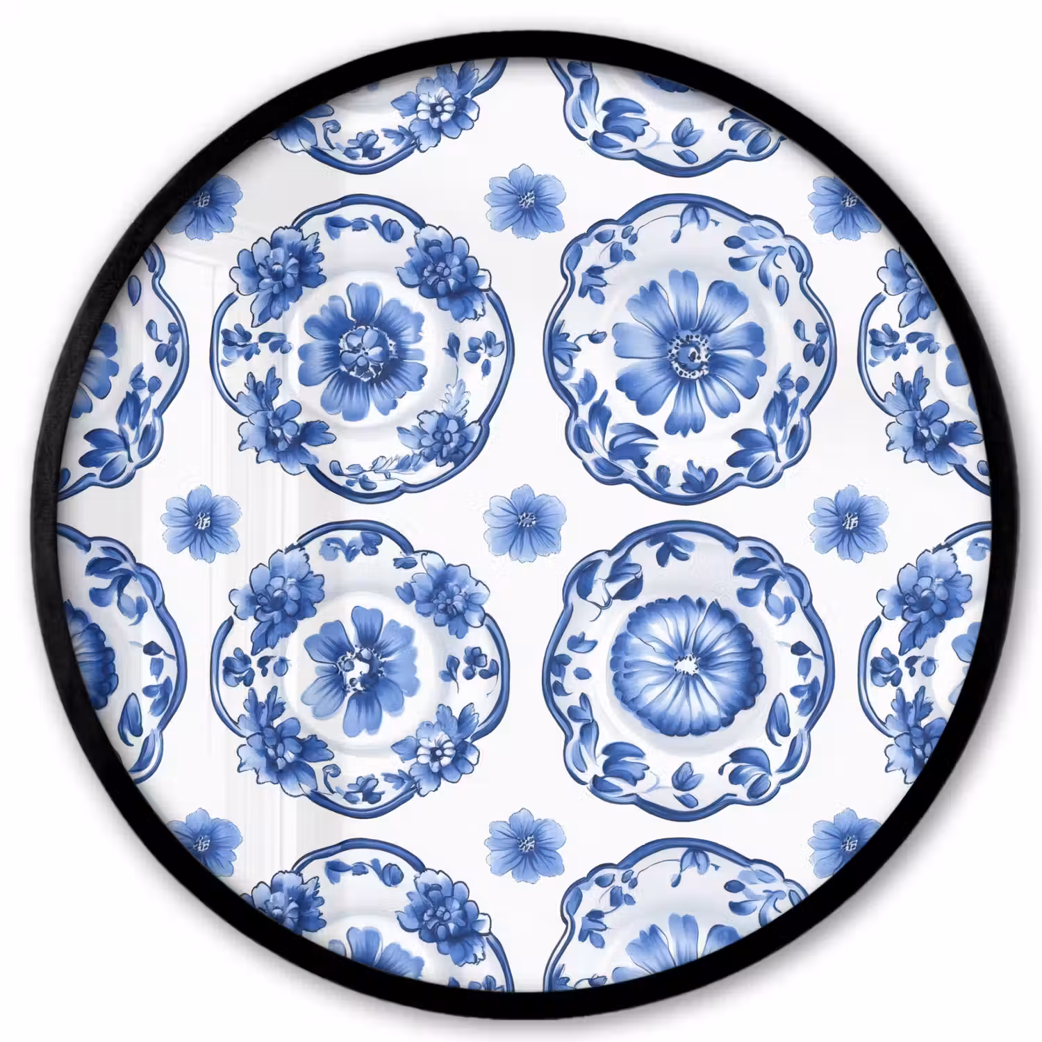 Sierborden - Bloemen - Blauw Fotolijst rond zonder passe partout klein 856 -3d