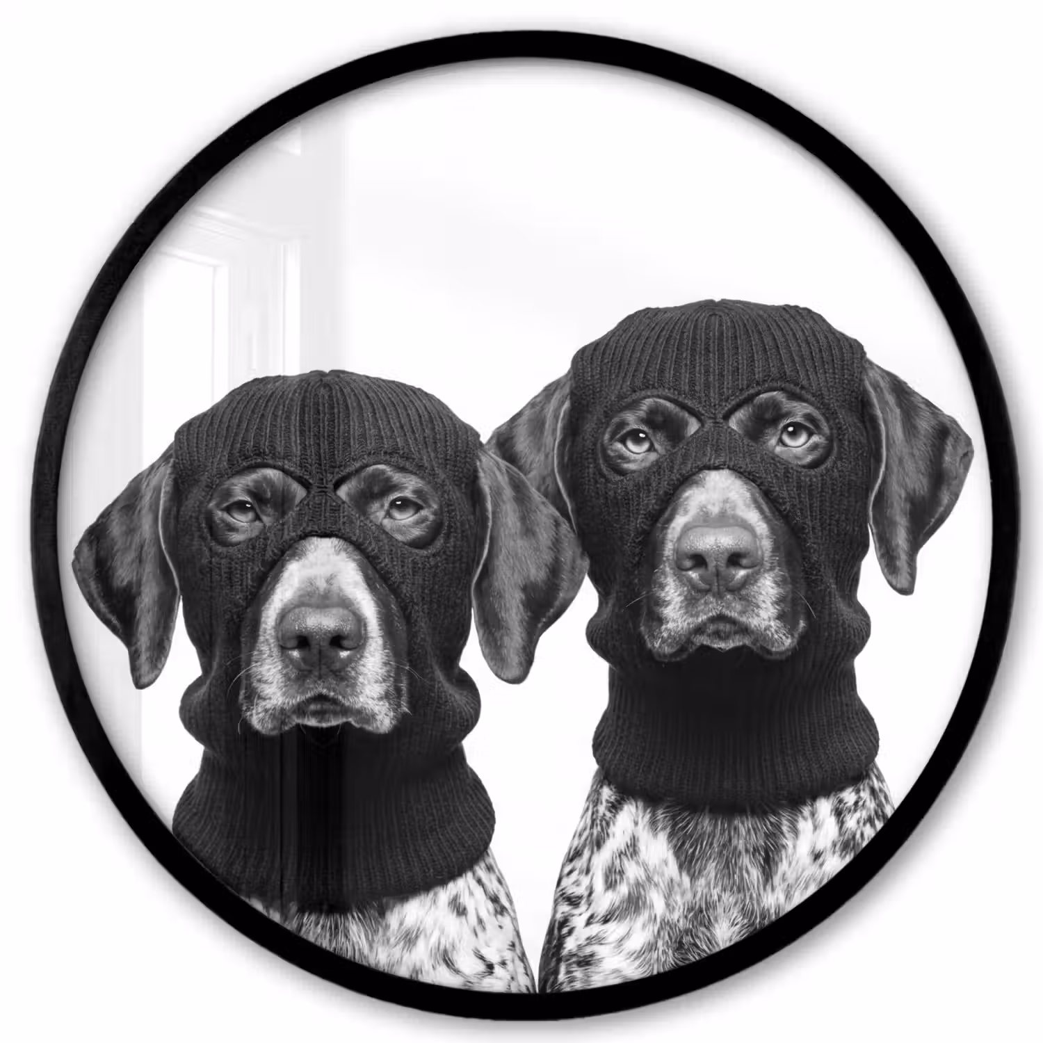 Honden - Bivakmuts - Zwart - wit Fotolijst rond zonder passe partout klein -3d