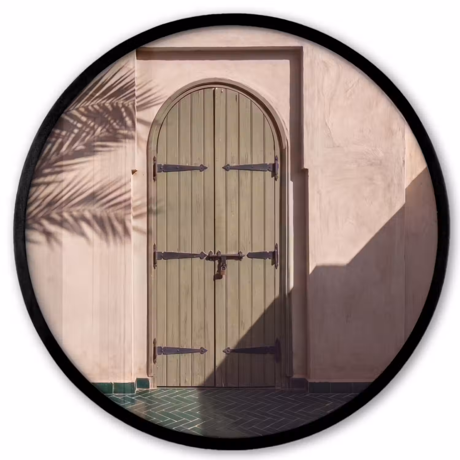 Deur - Hout - Architectuur - Groen - Rustiek Fotolijst rond zonder passe partout klein -3d