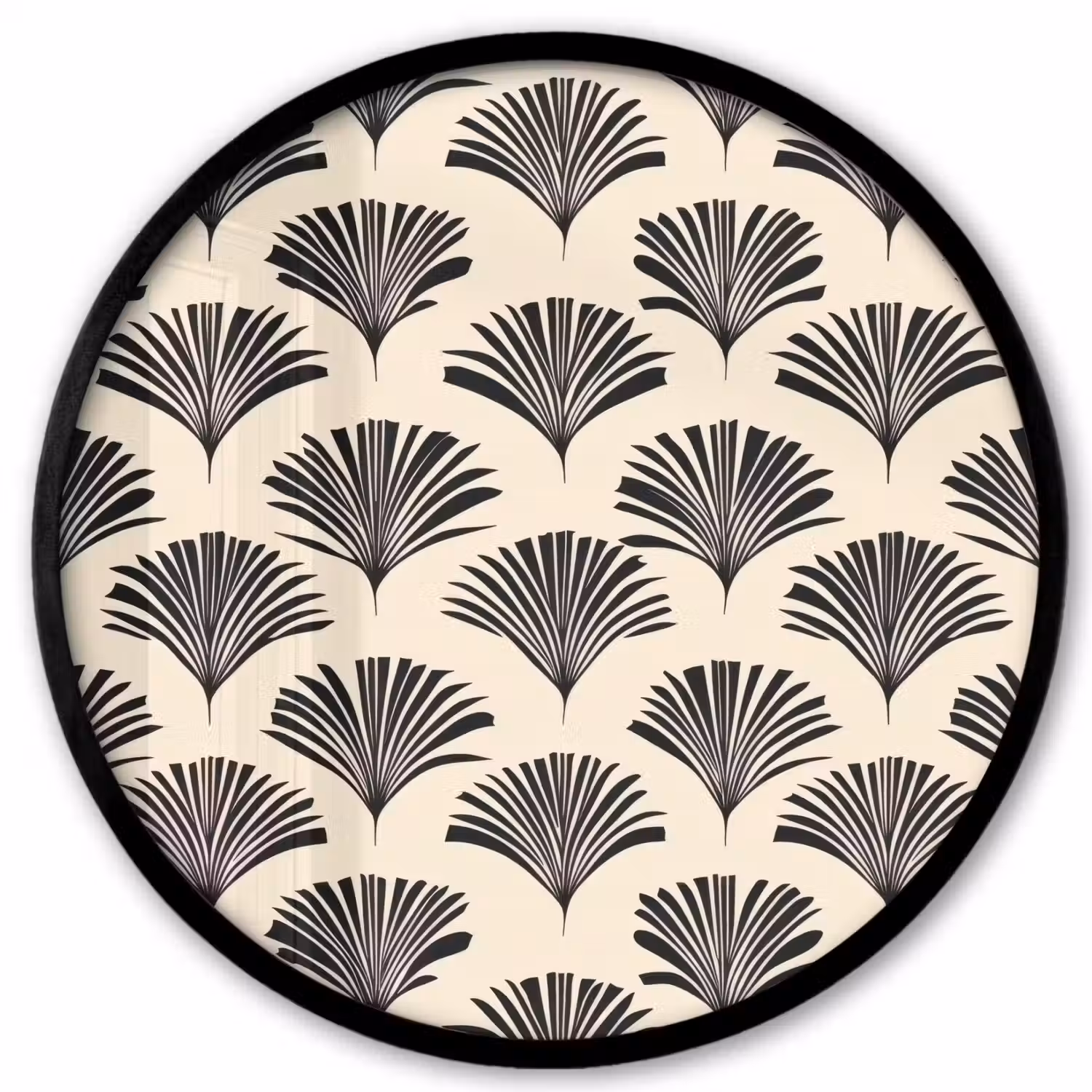 Waaiers - Botanisch - Zwart - Beige Fotolijst rond zonder passe partout klein 856 -3d