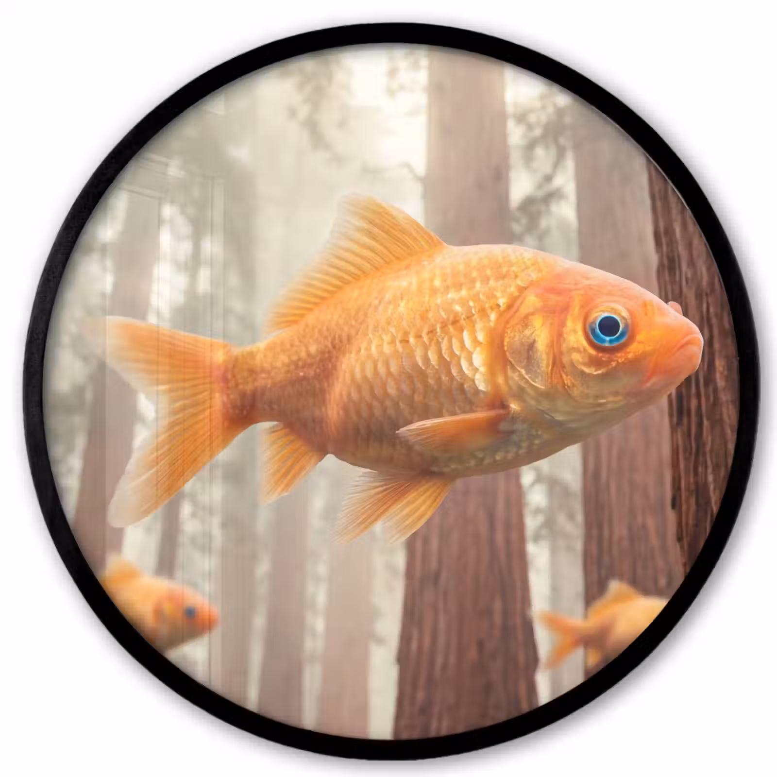 Photo Frame Round - Fish - Forest - Fantasy - Vis - Bos - Fantasie Fotolijst rond zonder passe partout klein