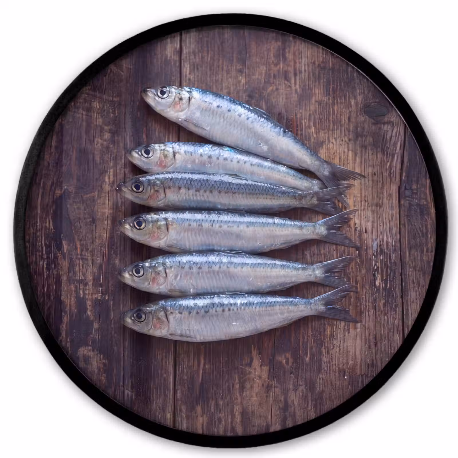 Photo Frame Round - Fish - Wood - Food - Vis - Hout - Eten Fotolijst rond zonder passe partout klein