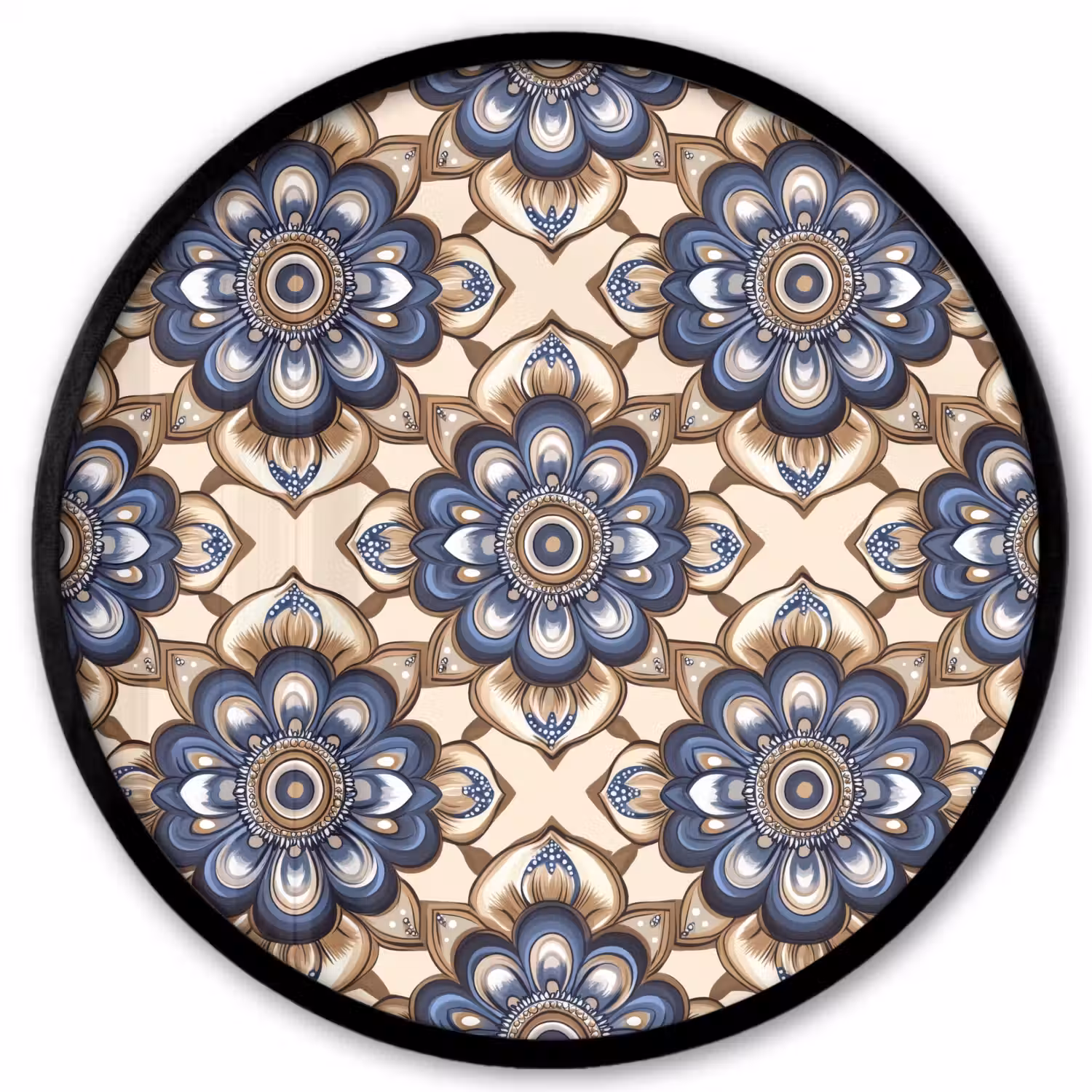 Floraal - Ornament - Blauw Fotolijst rond zonder passe partout klein 856 -3d