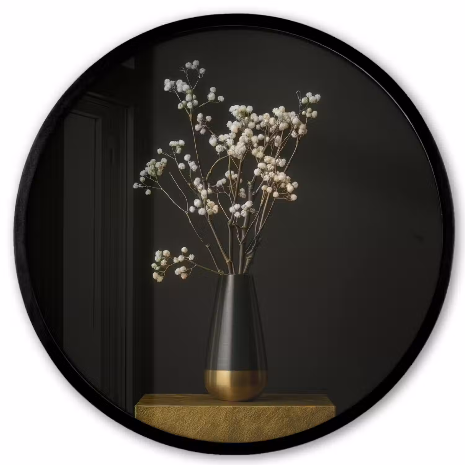 Bloembollen - Wit - Vaas - Minimalistisch Fotolijst rond zonder passe partout klein -3d