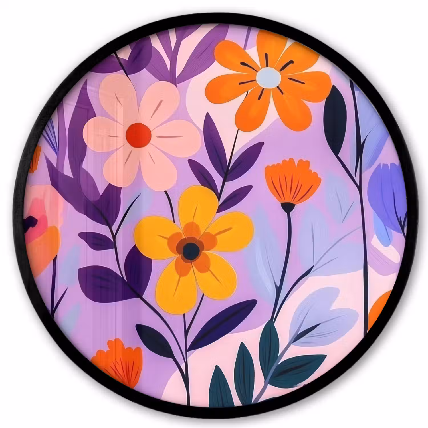 Bloemen - Kleurrijk - Bladeren Fotolijst rond zonder passe partout klein -3d