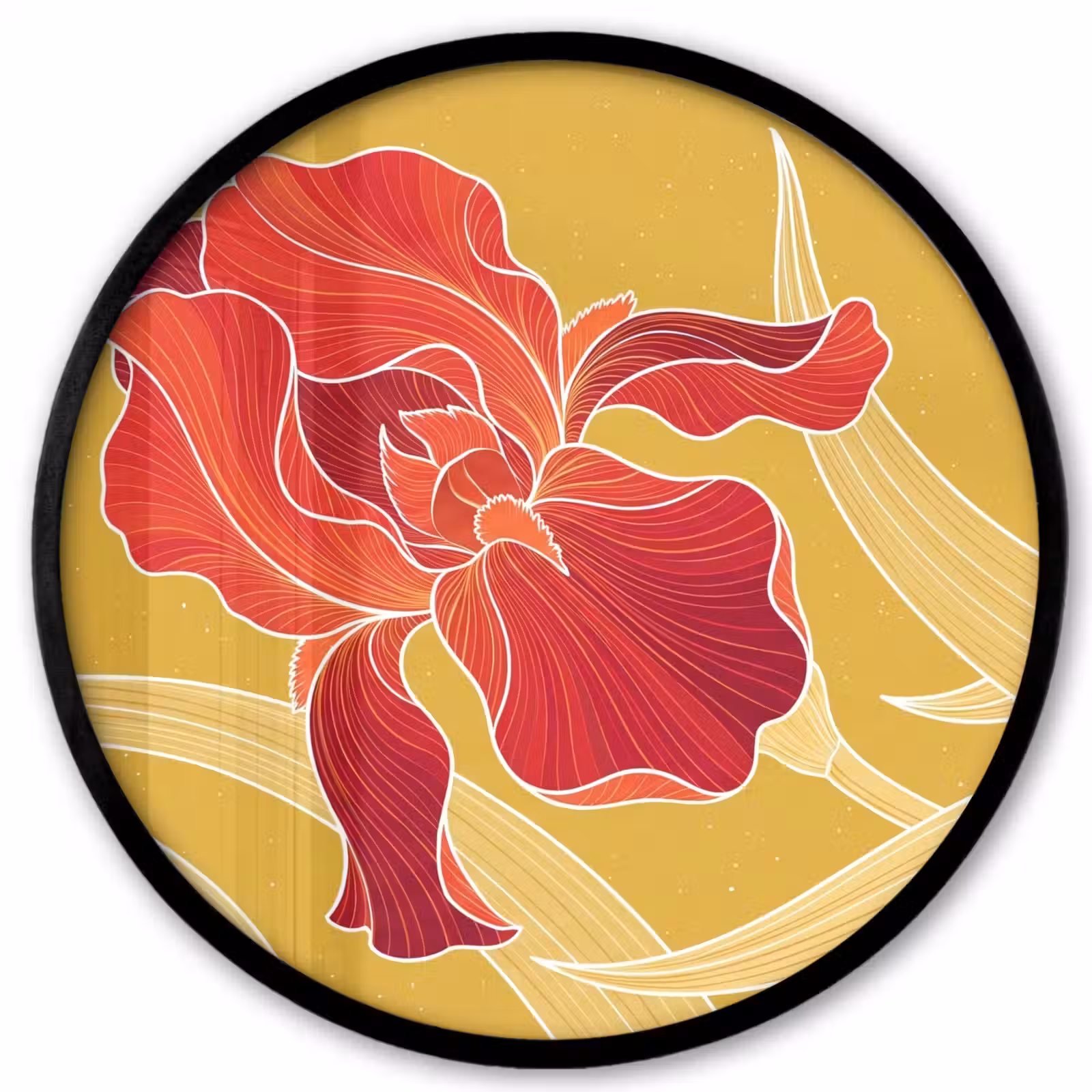 Photo Frame Round - Flowers - Illustration - Red - Bloemen - Illustratie - Rood Fotolijst rond zonder passe partout klein