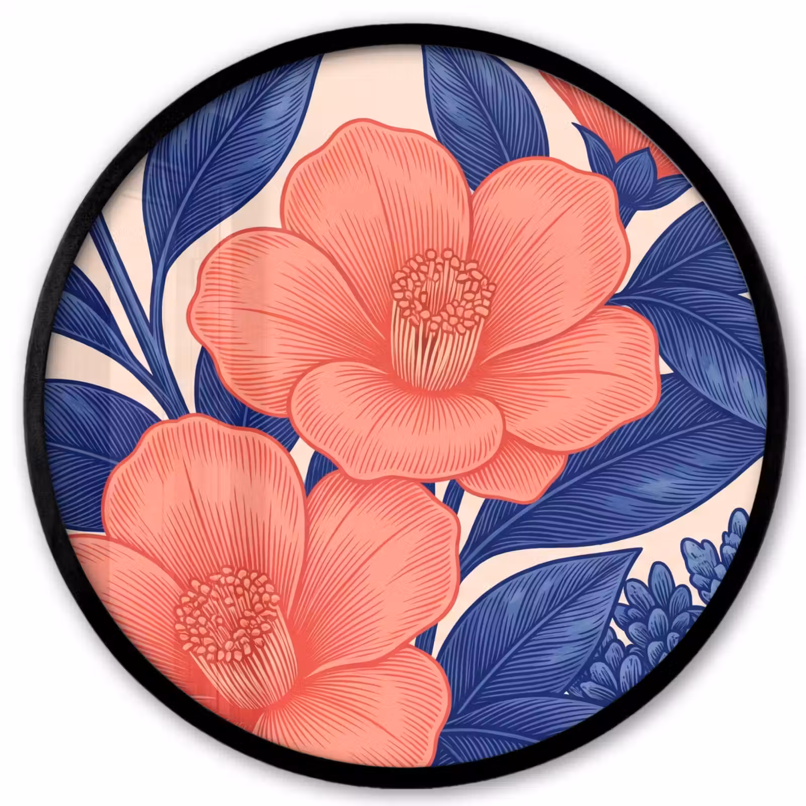 Photo Frame Round - Flowers - Leaves - Botanical - Bloemen - Bladeren - Botanisch Fotolijst rond zonder passe partout klein