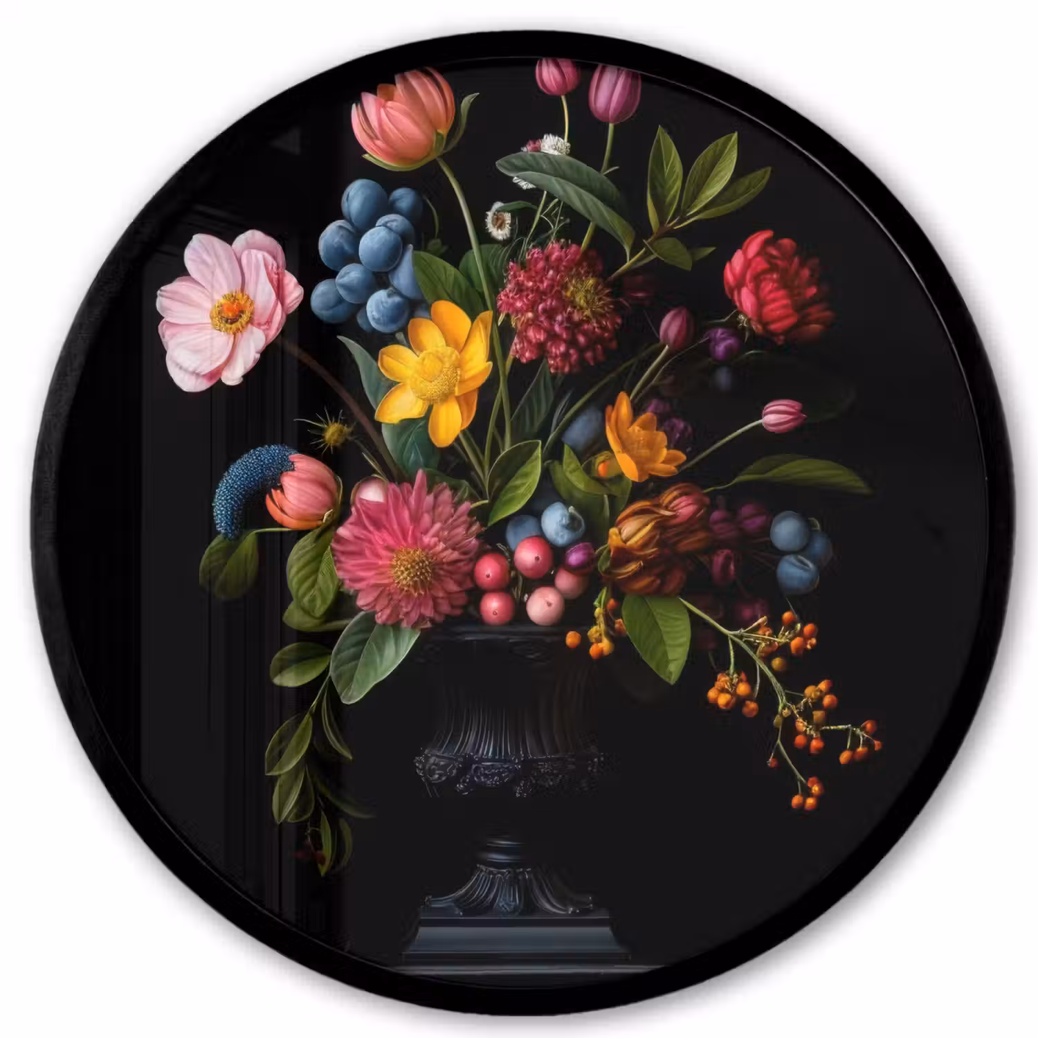Bloemen - Vrolijk - Vaas Fotolijst rond zonder passe partout klein -3d