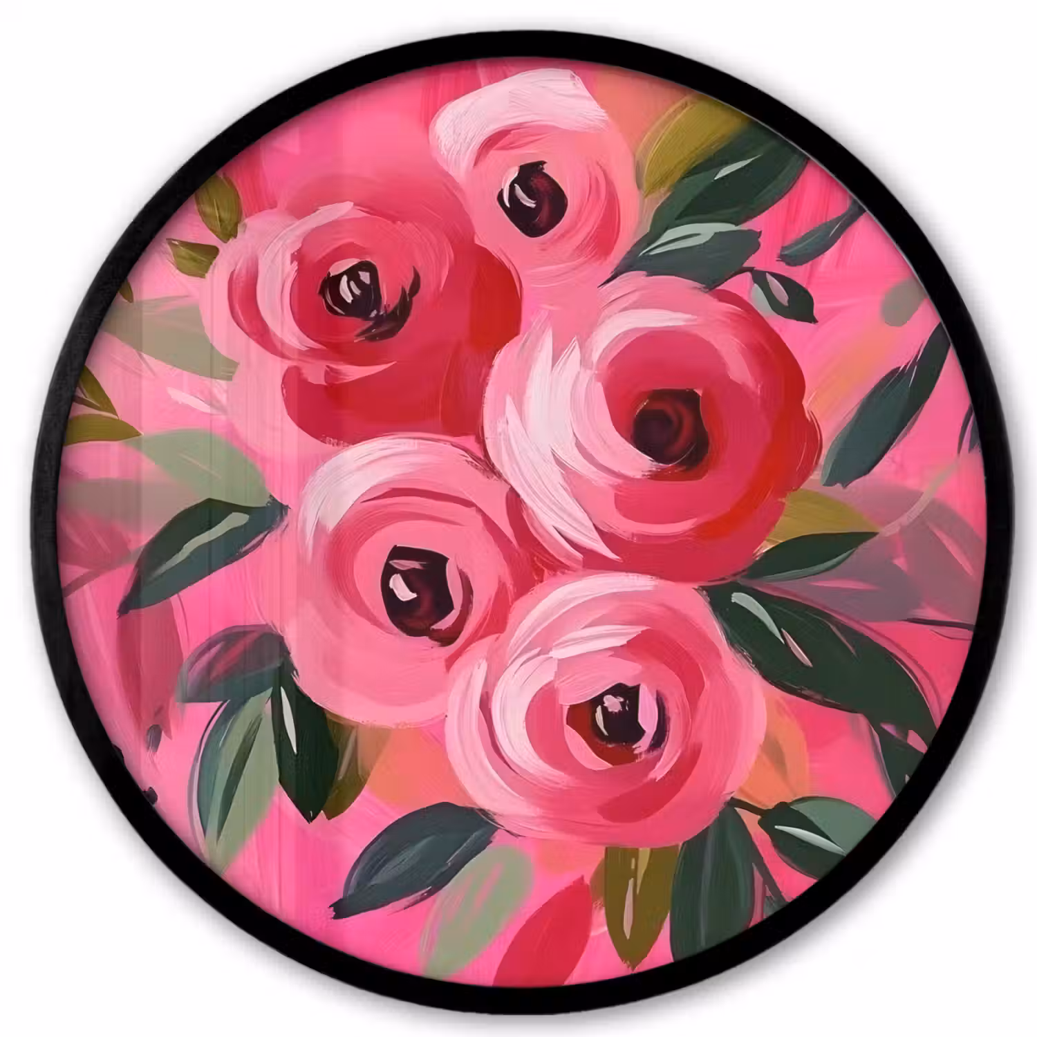 Bloemen - Verf - Roze Fotolijst rond zonder passe partout klein -3d