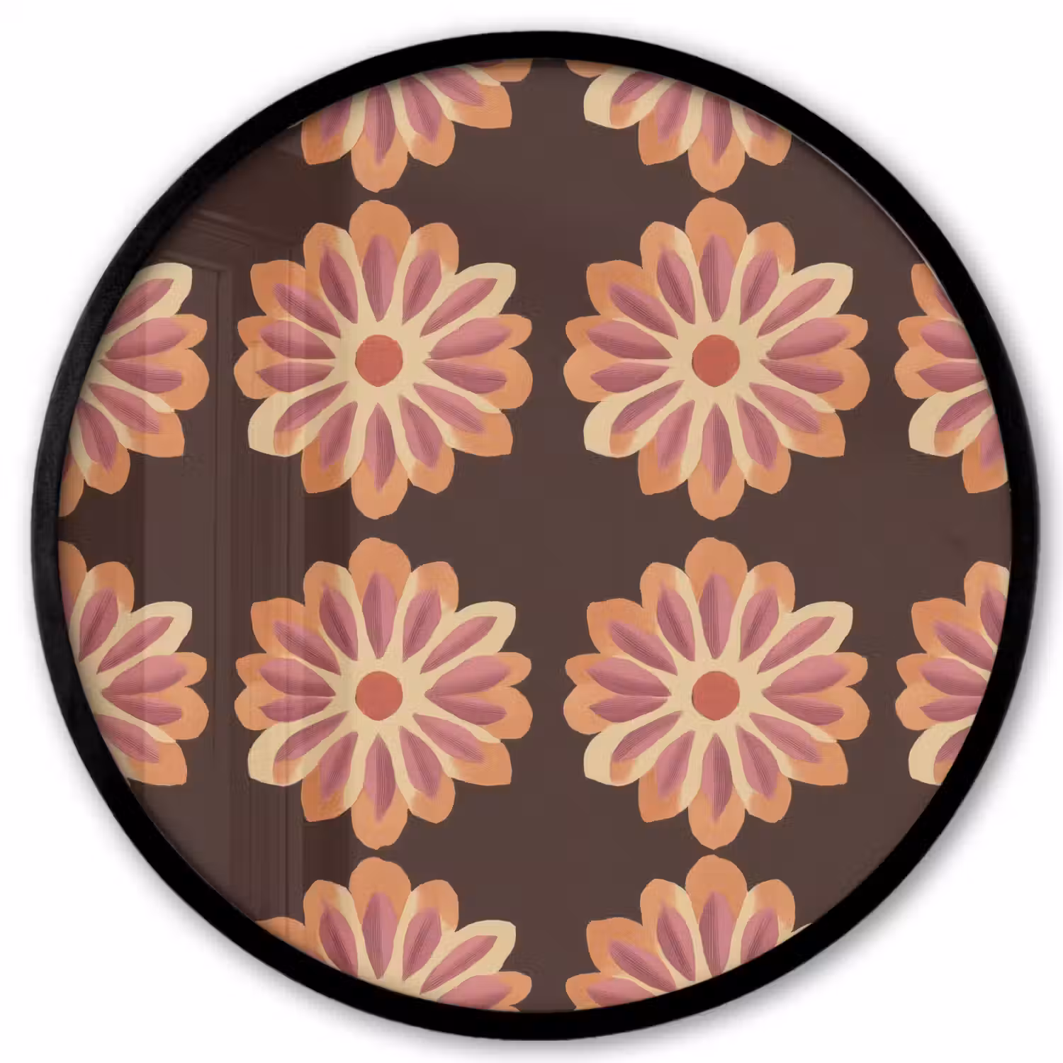 Bloemen - Patroon - Bruin Fotolijst rond zonder passe partout klein 856 -3d
