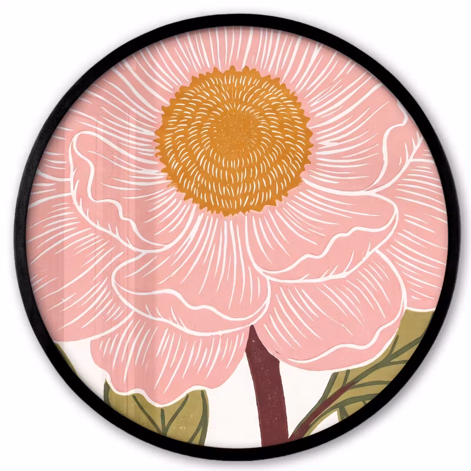 Photo Frame Round - Flowers - Pink - Illustration - Bloemen - Roze - Illustratie Fotolijst rond zonder passe partout klein