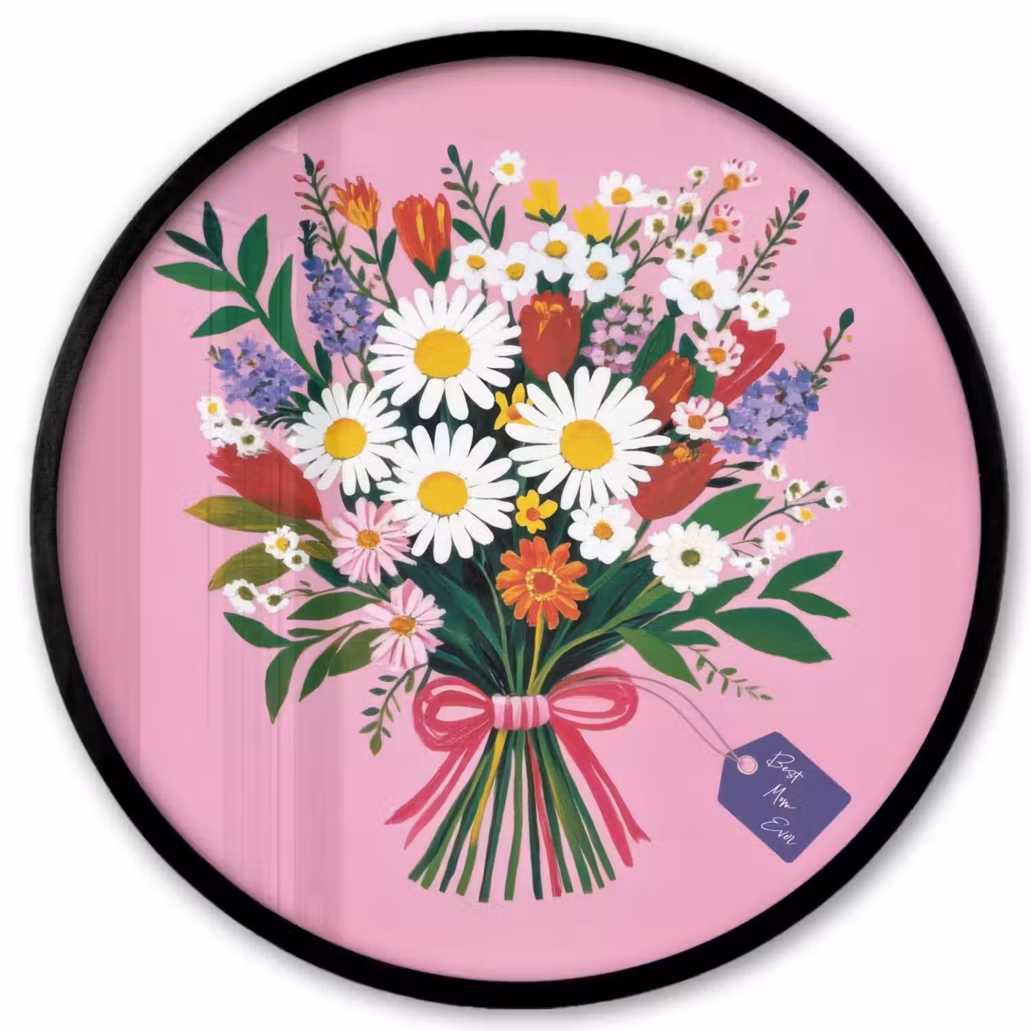 Bloemen - Quote - Kaartje - Kleurrijk Fotolijst rond zonder passe partout klein -3d