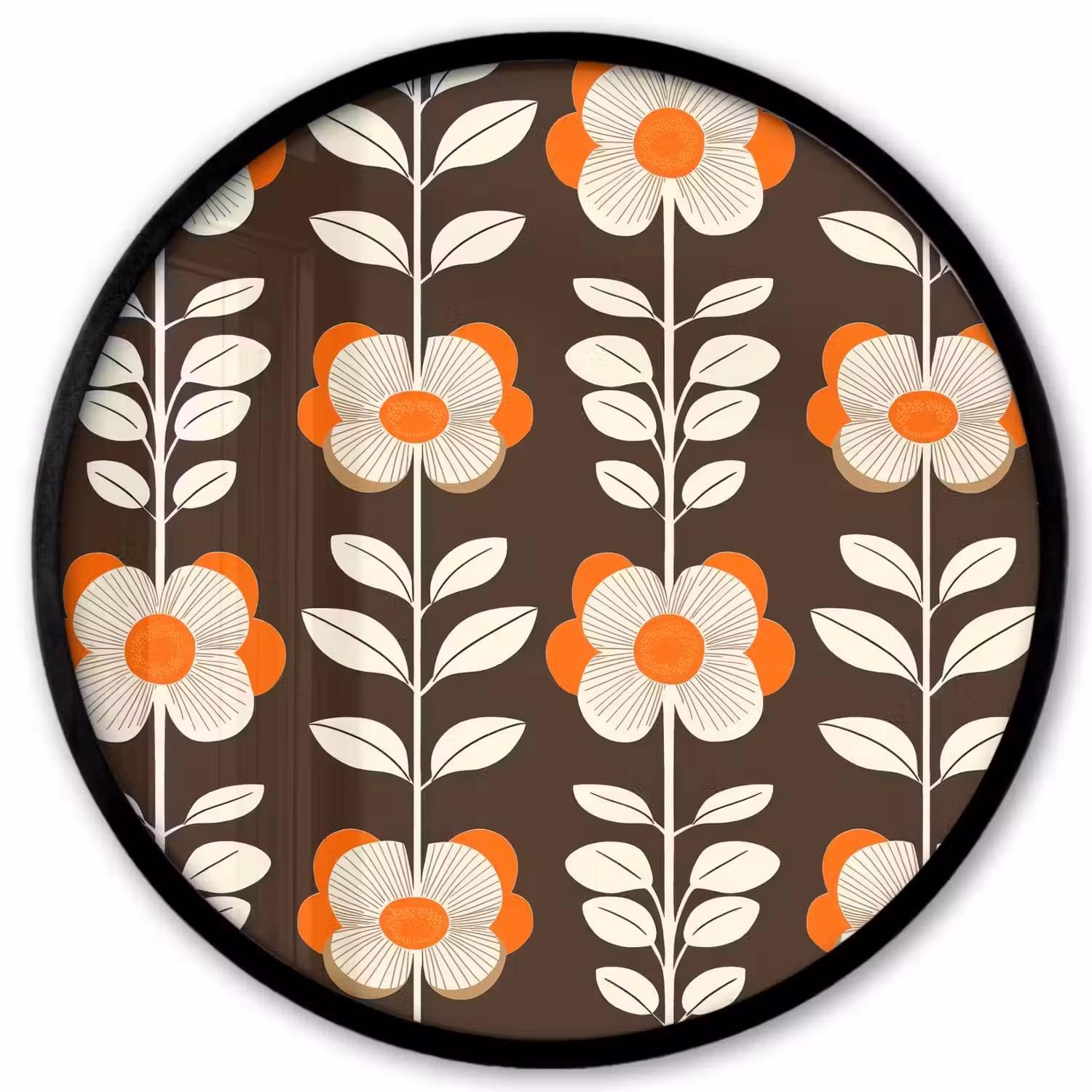 Bloemen - Retro - Bruin Fotolijst rond zonder passe partout klein 856 -3d