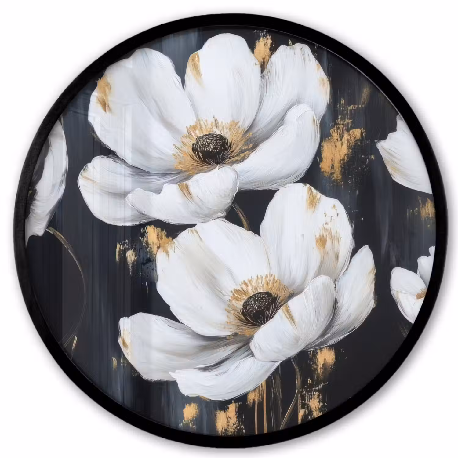 Bloemen - Wit - Abstract Fotolijst rond zonder passe partout klein -3d