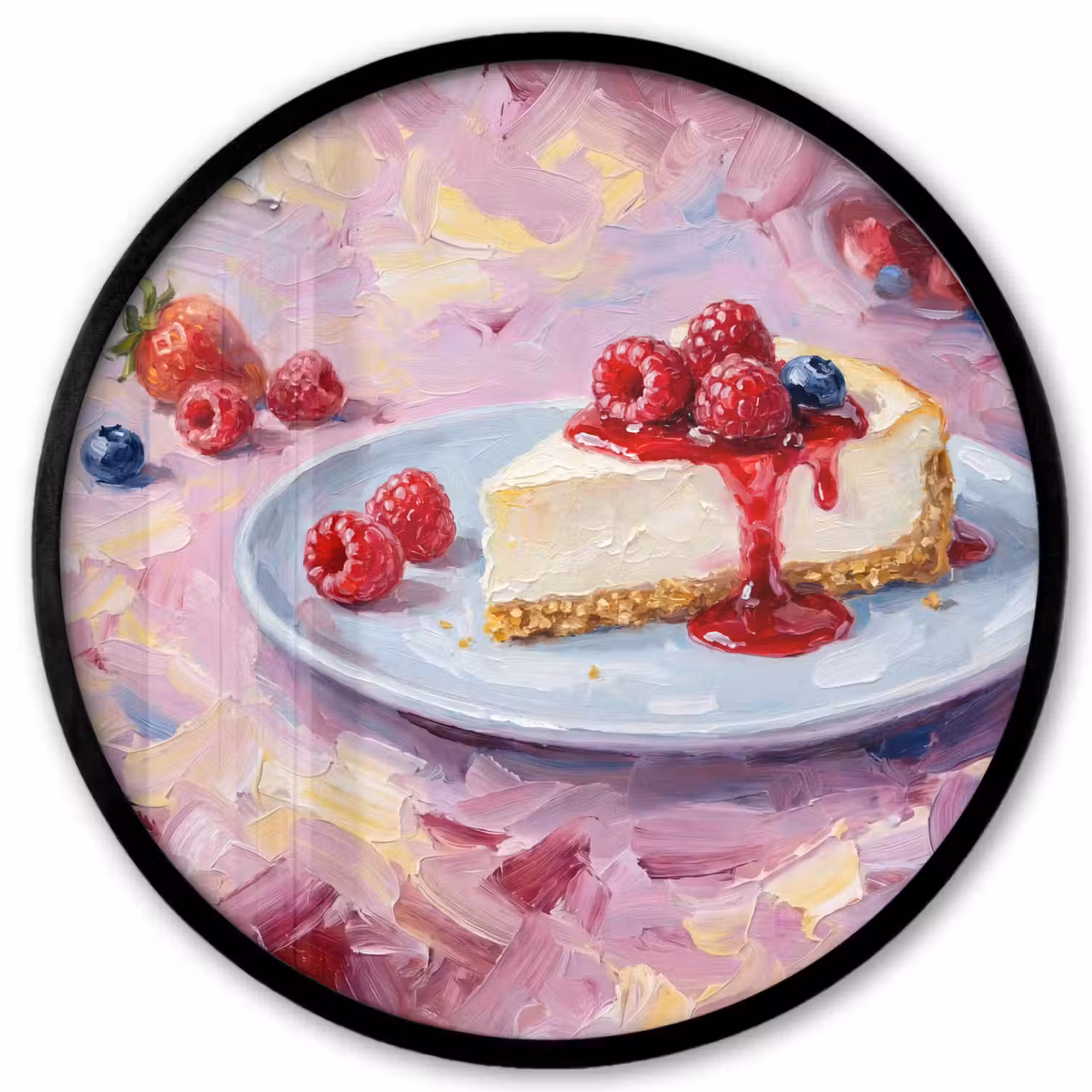 Eten - Cheesecake - Bessen - Abstract - Roze Fotolijst rond zonder passe partout klein -3d